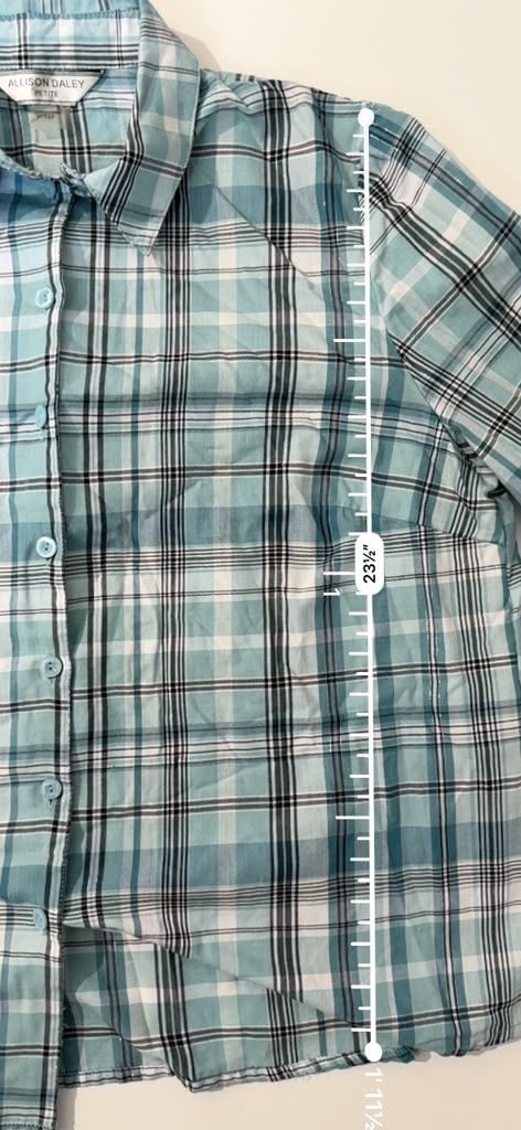 Allison Daley Petite Women’s Long Sleeve Button Down Plaid Shirt, Size 16P