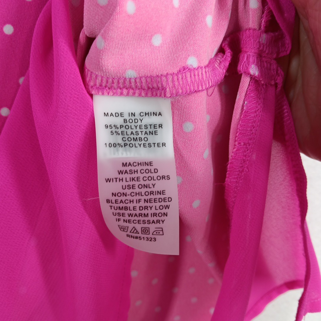 Vince Camuto Womens 2X Pink with White Polka-Dot cuello redondo Top Sleeveless