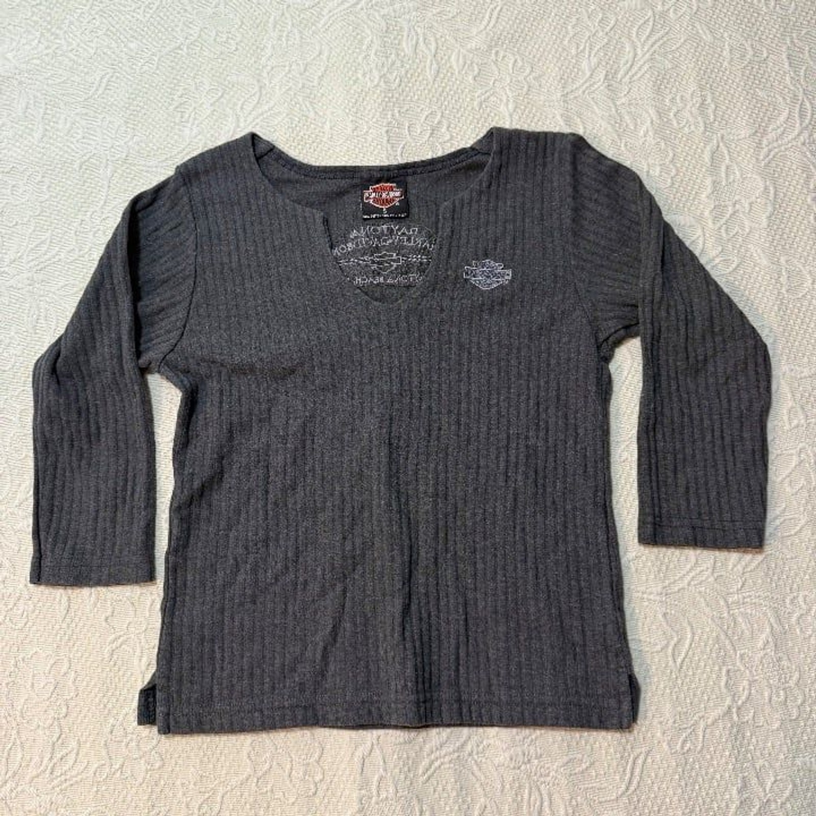 Harley-Davidson Daytona Beach FL Ribbed Notch Neck Top Size S