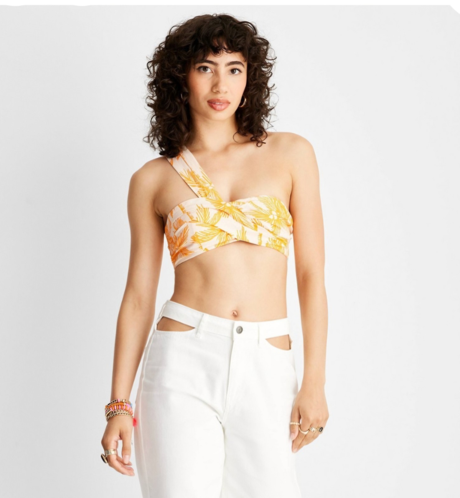 Women’s One Shoulder Bralette Top Future Collective Alani Noelle Orange Medium