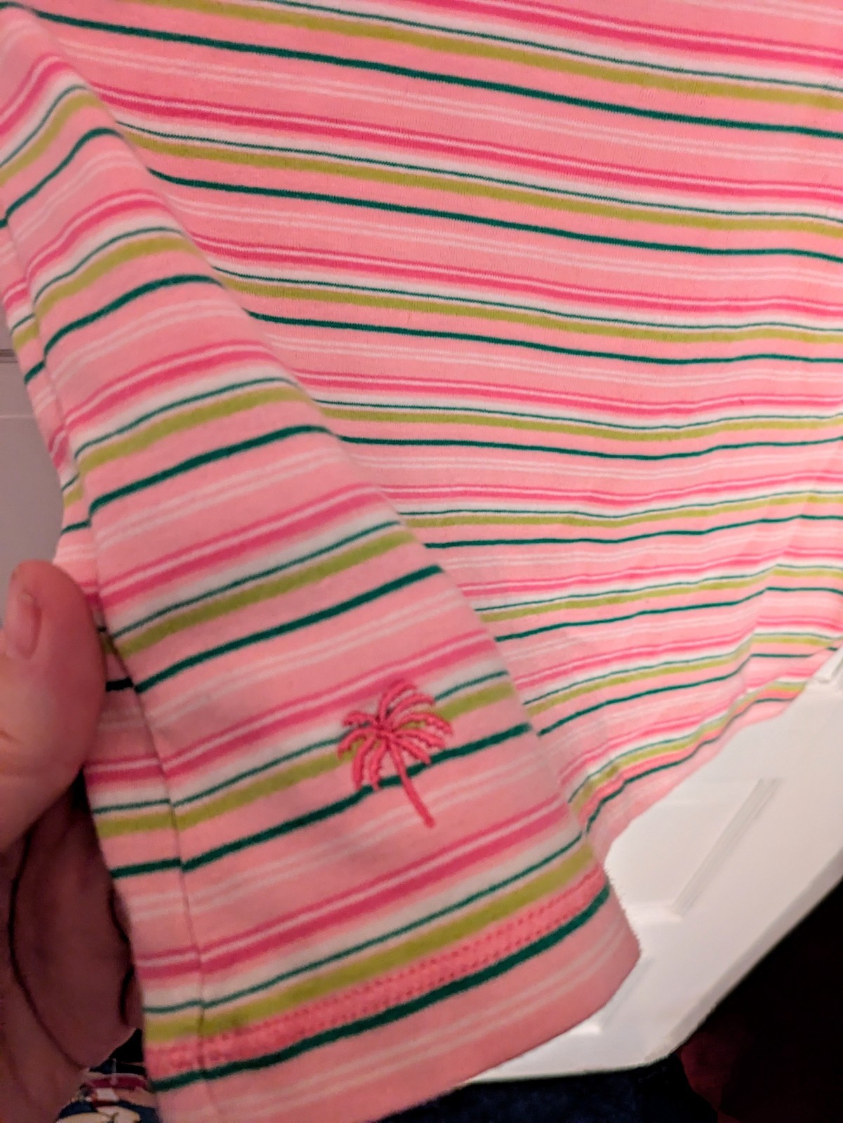 Lilly Pulitzer Sz L (38″ Bust) Striped Cotton Pullover Top Pink/Lime/White/Green