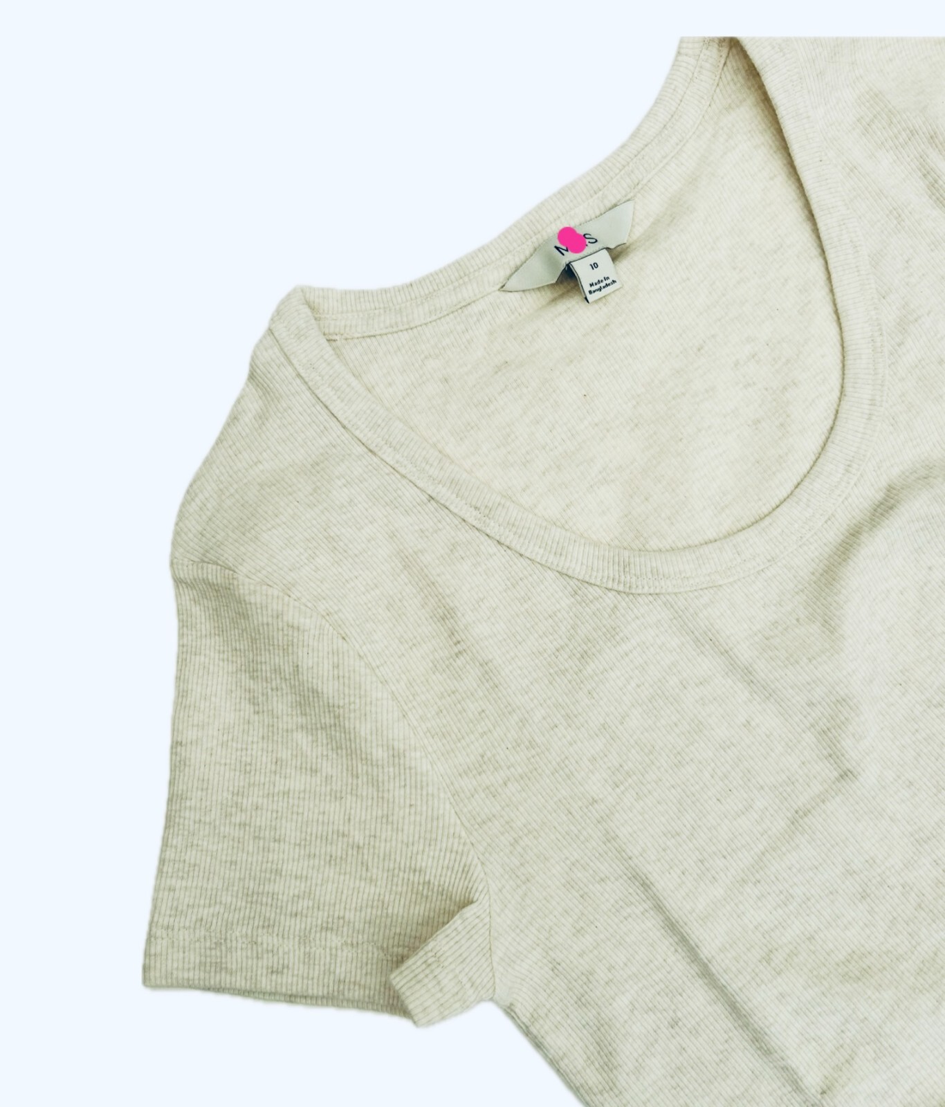 Ladies Marks Ribbed Scoop Neck T-Shirt Top Cotton Rich Short Sleeved Pink Blue