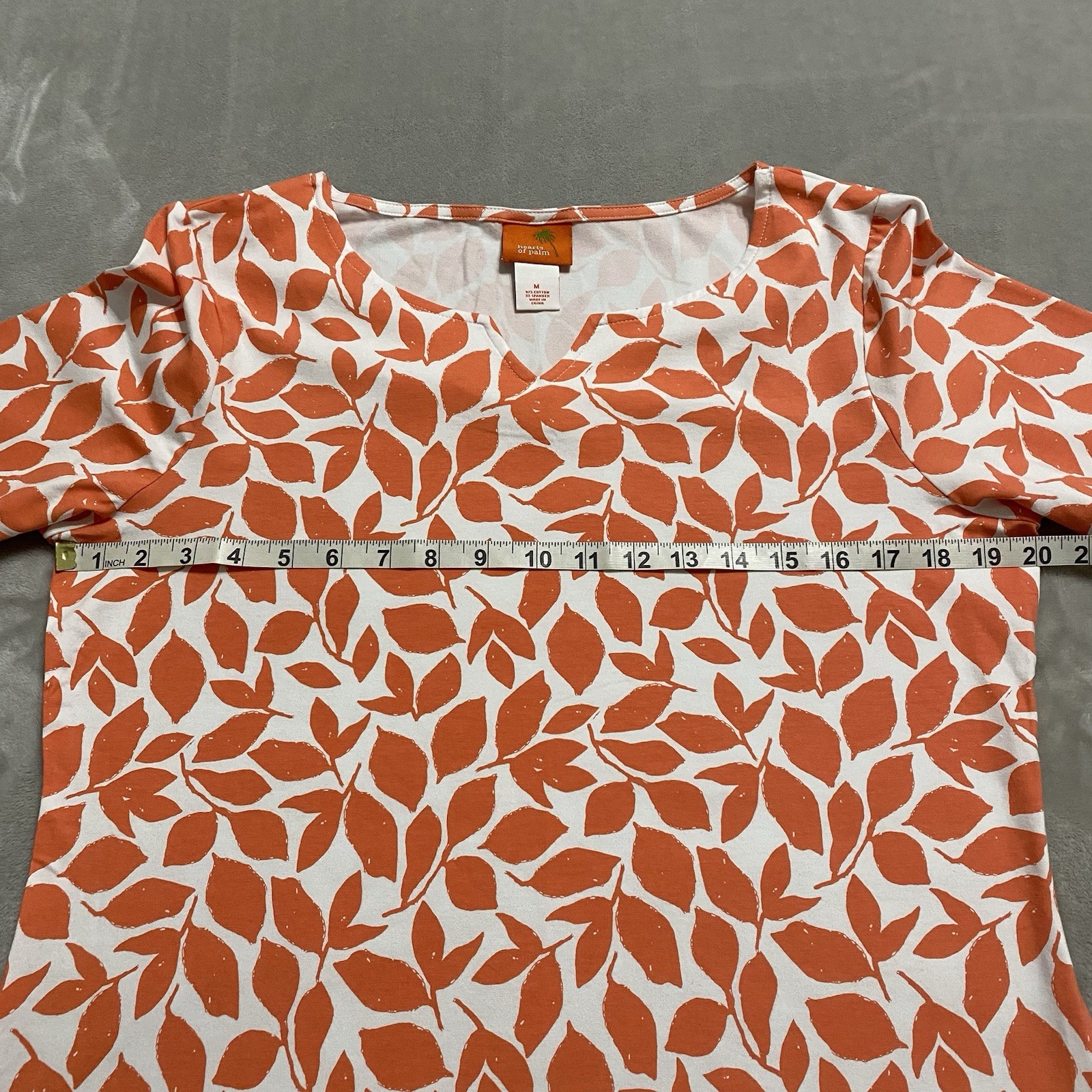 Hearts Of Palm Blouse Medium Coral Leaf Essential Top Casual Travel Beach
