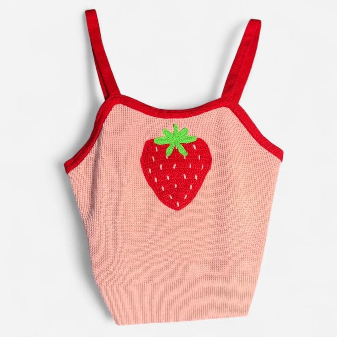 Sweet Society Strawberry Crochet Knit Tank | Y2K Cottagecore Kawaii Coquette