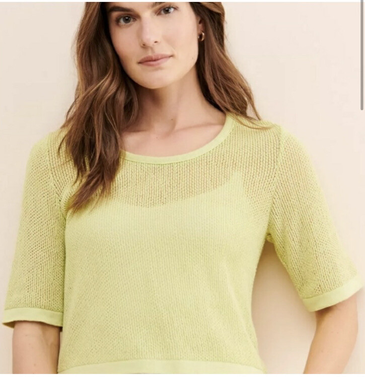 Eve Gravel Printemps lime knit sweater S made for Anthropologie