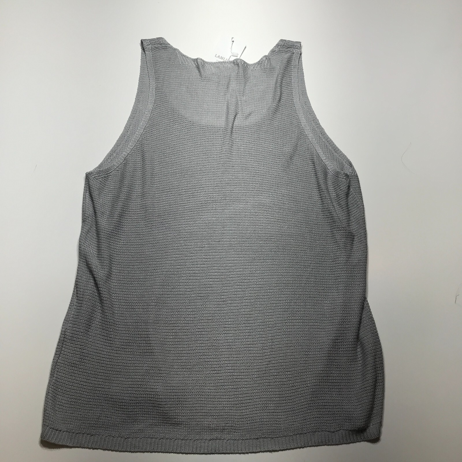Lanliun Tank Top Womens Size Medium NWT Light Gray Loose Weave Knit Sleeveless