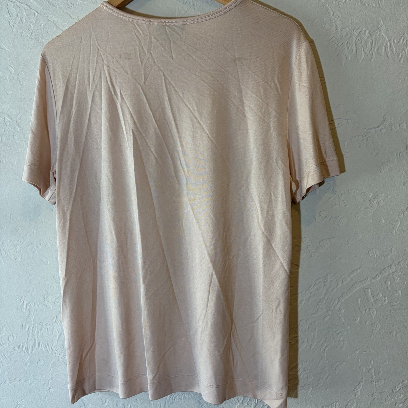 Rena Lange 90% Silk 10% Elastane Blush Pink Short Sleeve Knit Top XL Germany