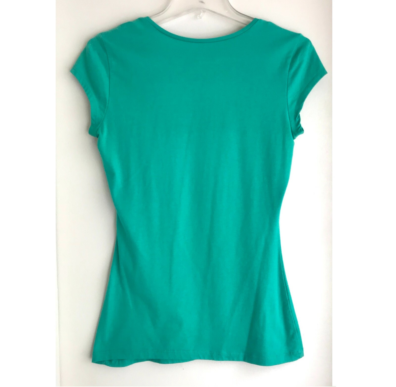 DOTS Women’s Bright Aqua Green Round Neck Cotton T-Shirt Top Size S M