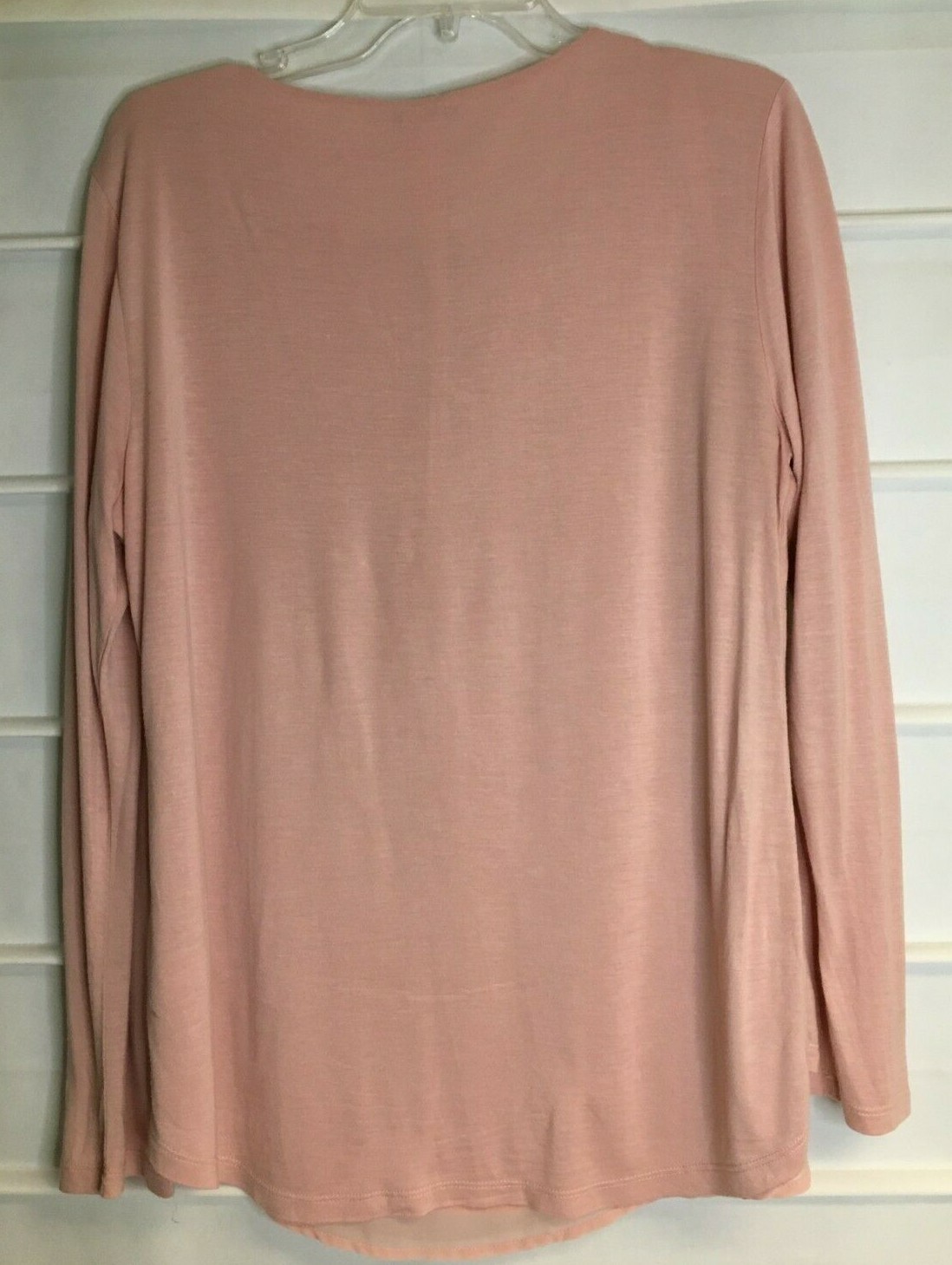 Crosby Pink Rayon Polyester Blend LS Blouse w/ Keyhole Neckline Large EC!