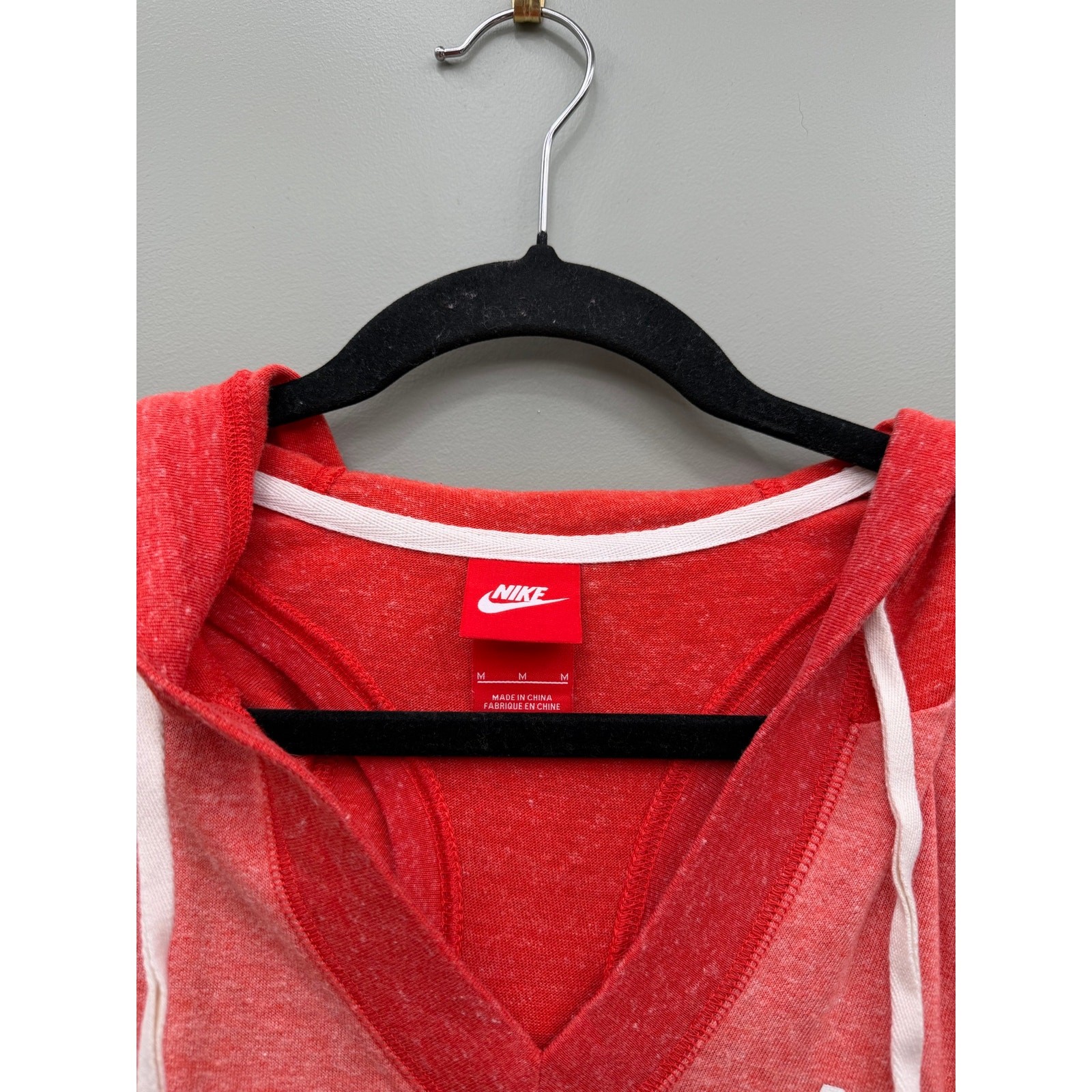 Nike Hooded Sleeveless Tank Top Coral Pink Logo Pocket Hoodie M
