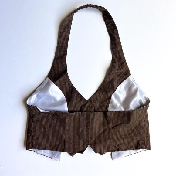 Y2K XOXO Brown Halter Top