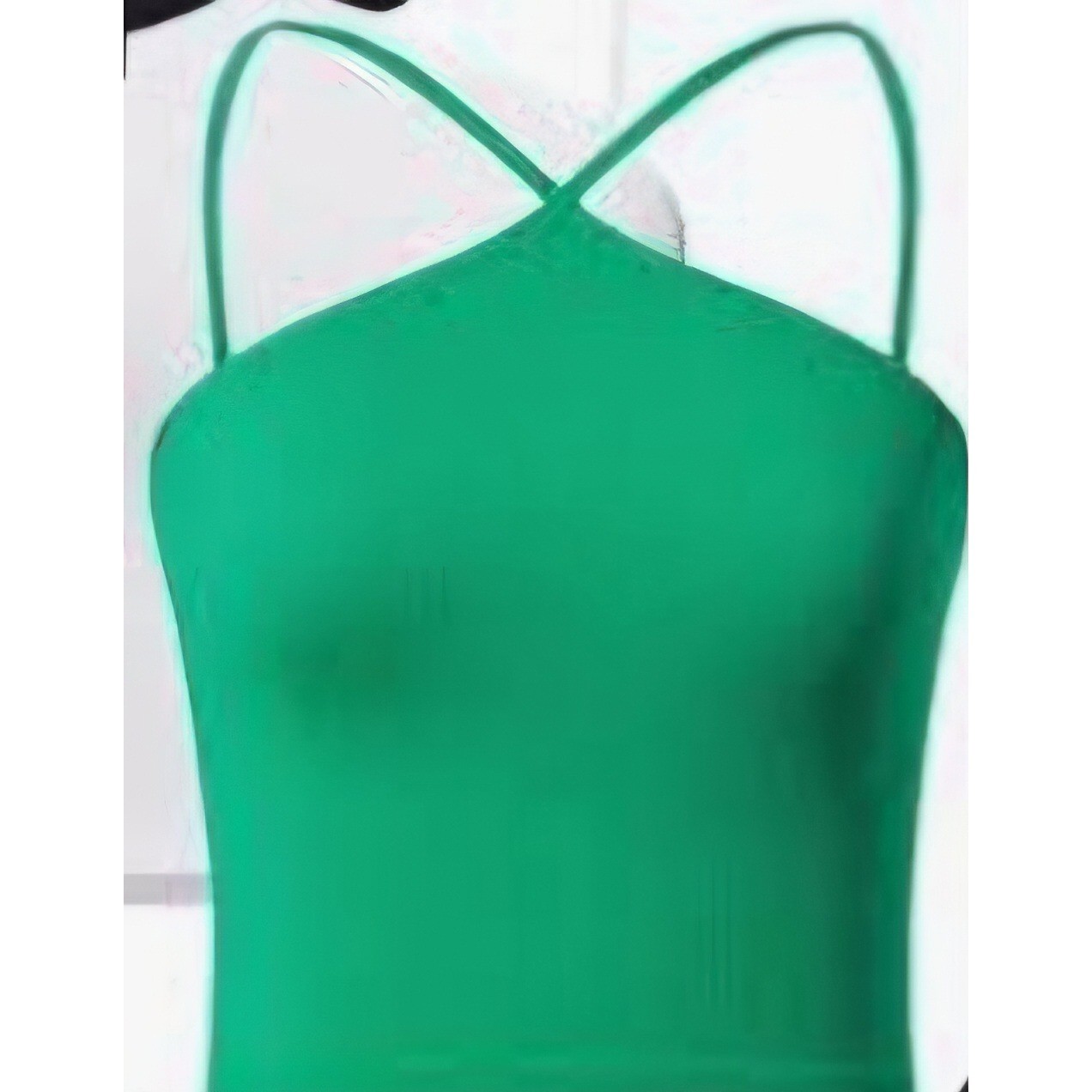 Lemonsky 2 Pack Ribbed Halter Tank Tops Green Black Small Criss Cross Back New