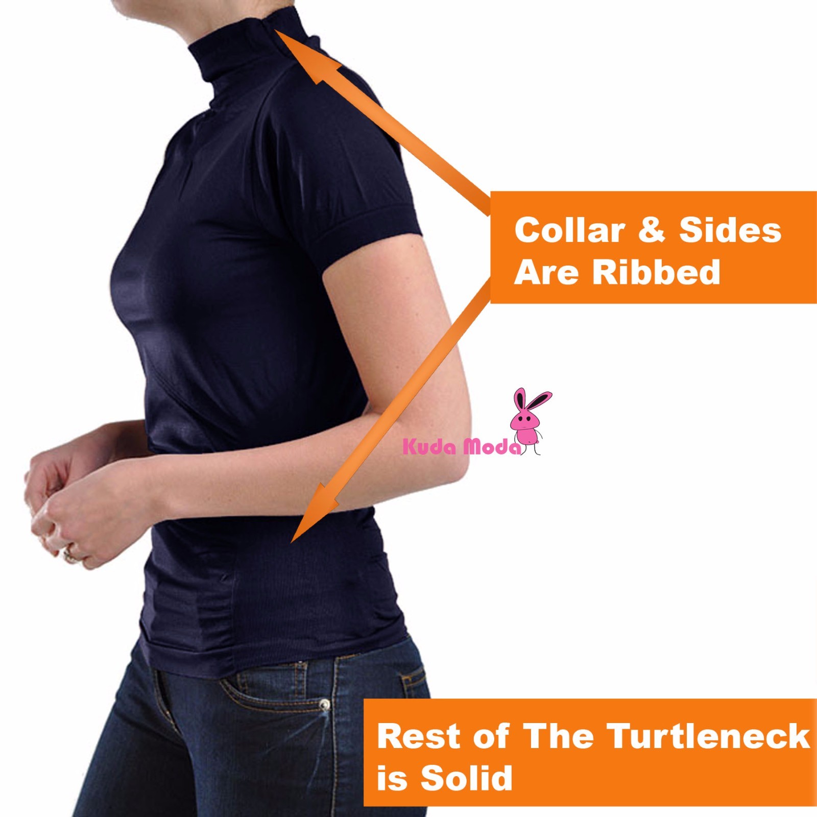 Women Seamless Stretch Short Sleeve Mock Neck Turtleneck Blouse Top Tee Shirt