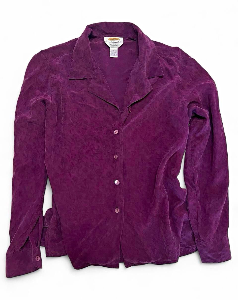 Vintage Talbots Silk Button Up Blouse Size 6 Petite