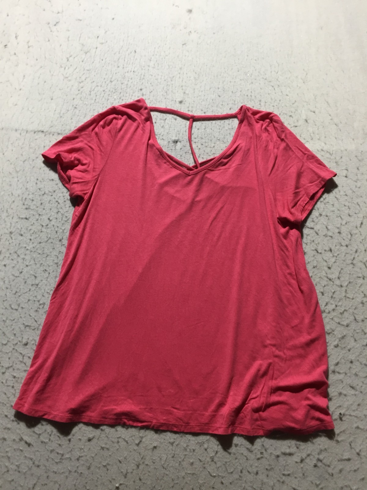 Femme By Tresics T Shirt Womens L Large Pink V Neck Open Criss Cross Back Strapy