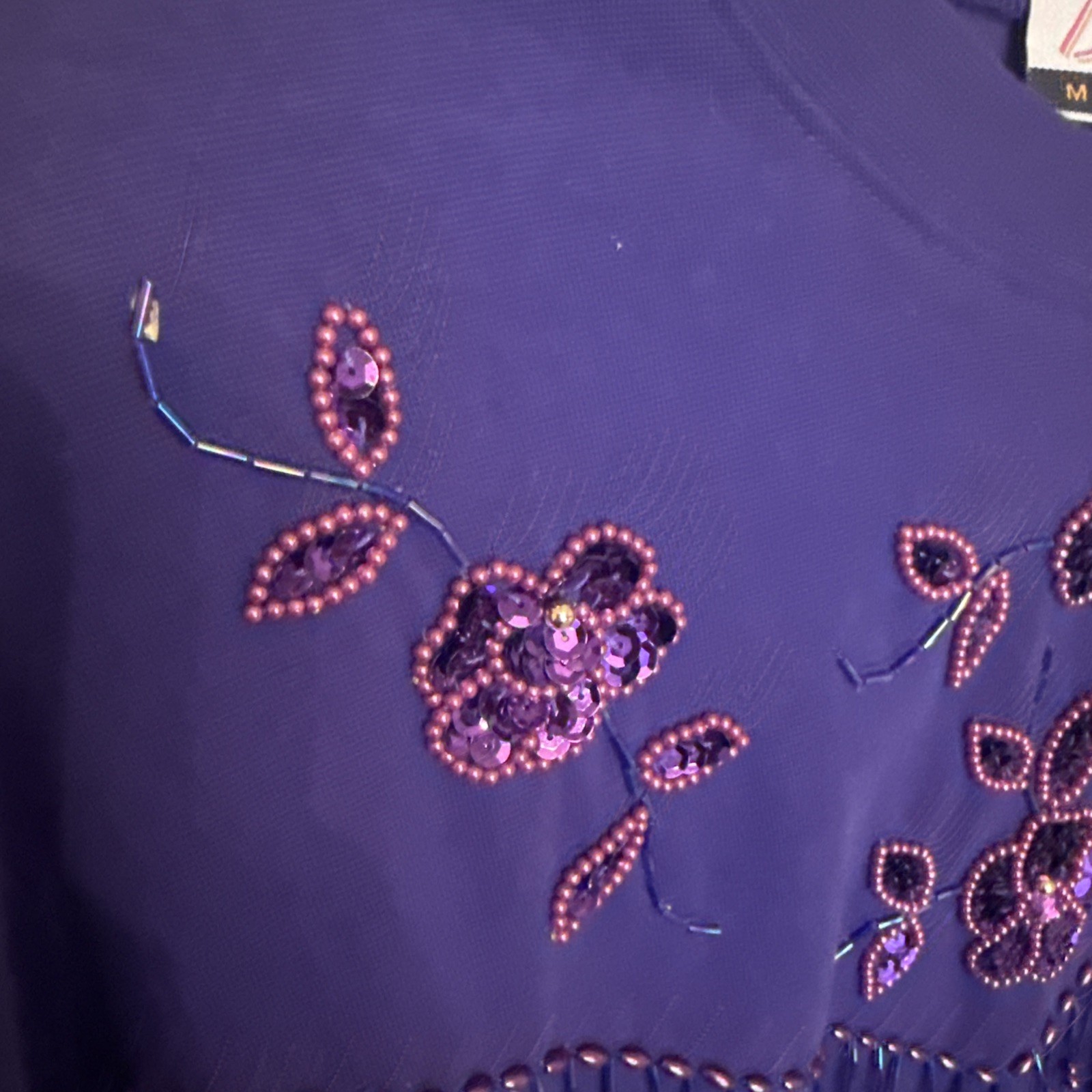 Vintage 90s Purple Beaded Cotton Bodysuit Sz. 24
