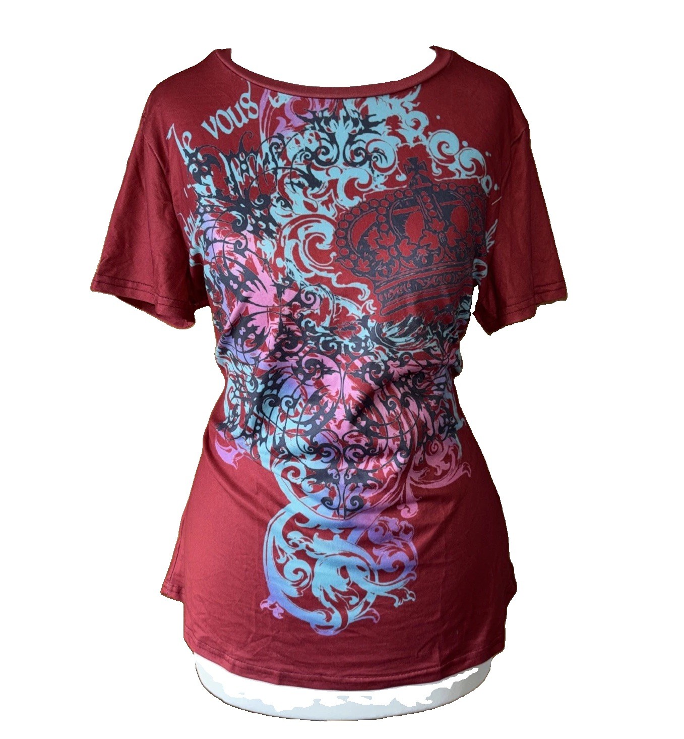 Y2K Cybersigilism Graphic Print Red T-Shirt Cyber Goth Alternative L