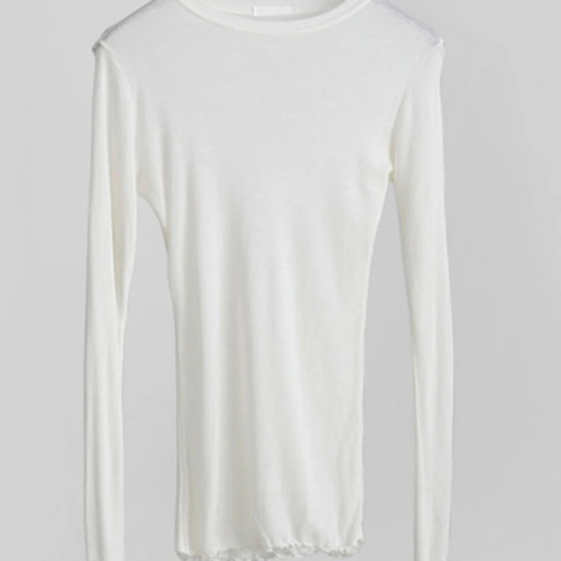 High Quality Plain T Shirt Women Elastic Basic T-shirts Female Casual Tops Long