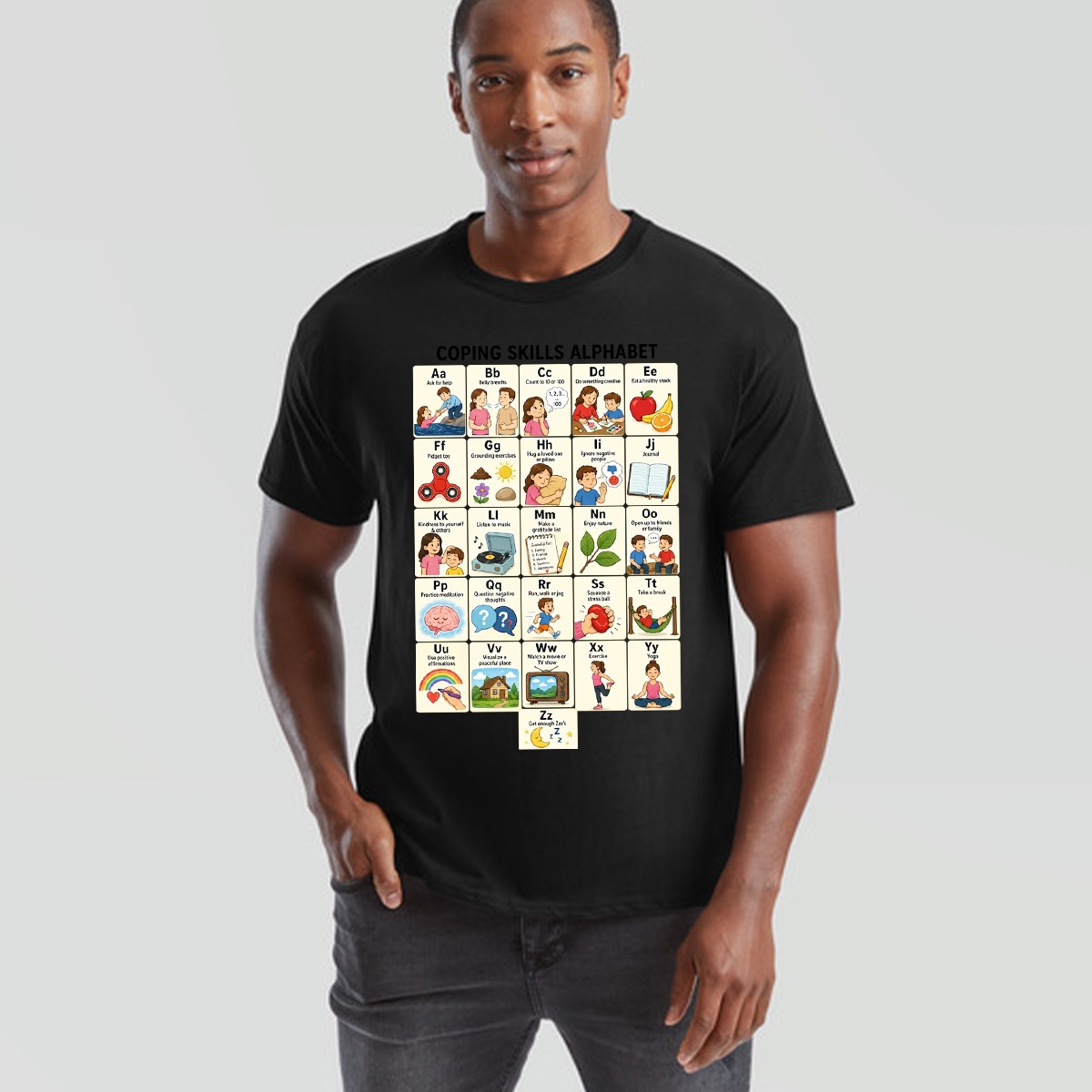 Mental Health Awareness Coping Skills Alphabet Counselor Unisex T Shirt