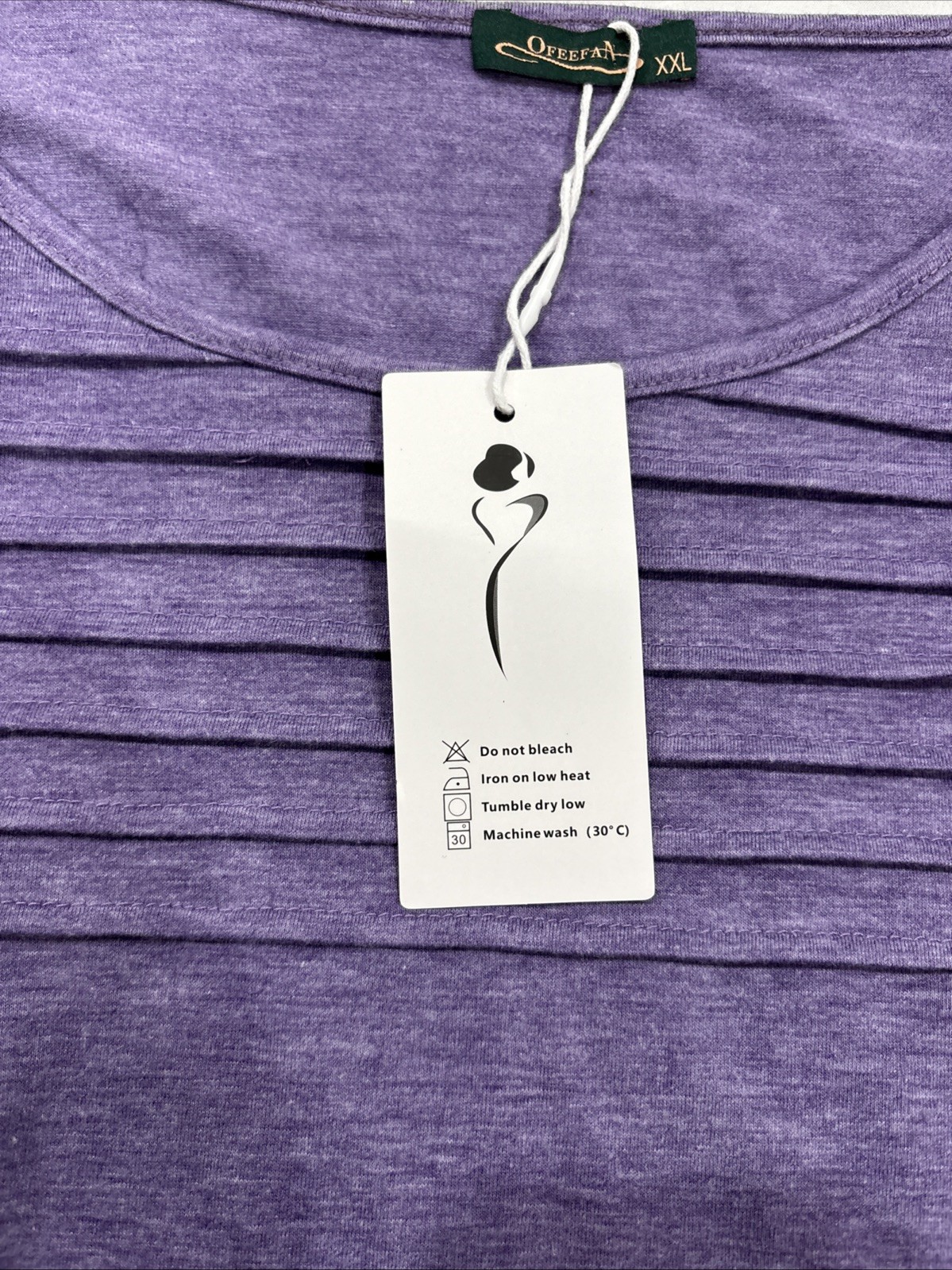 NWT Ofeefan Women XXL Purple Polyester Rayon, 3/4 Sleeve Tunic L 28”, Chest 46”