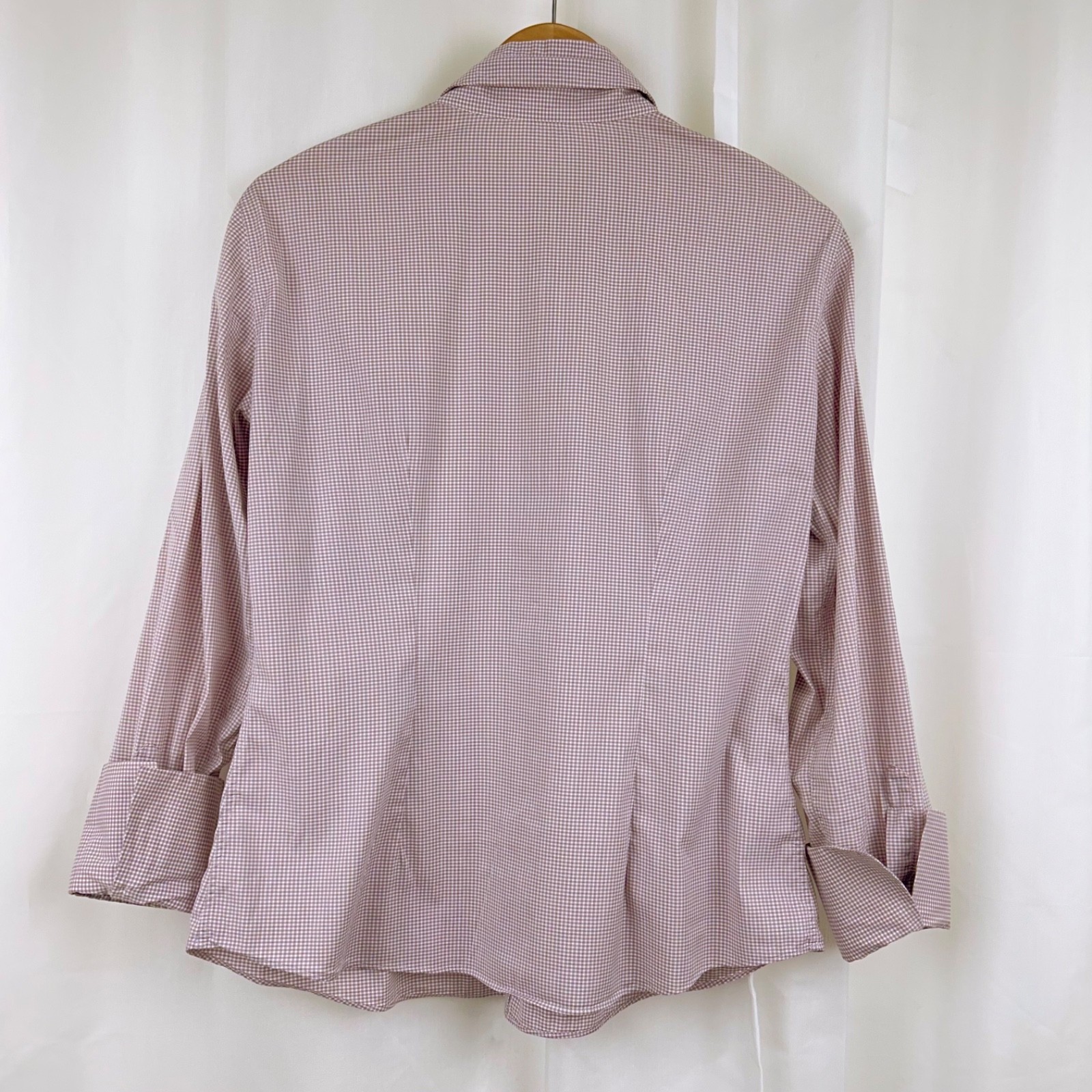 Brunello Cucinelli Slim Fit Shirt Button Detail Collar +Cuffs Mauve Gingham XL