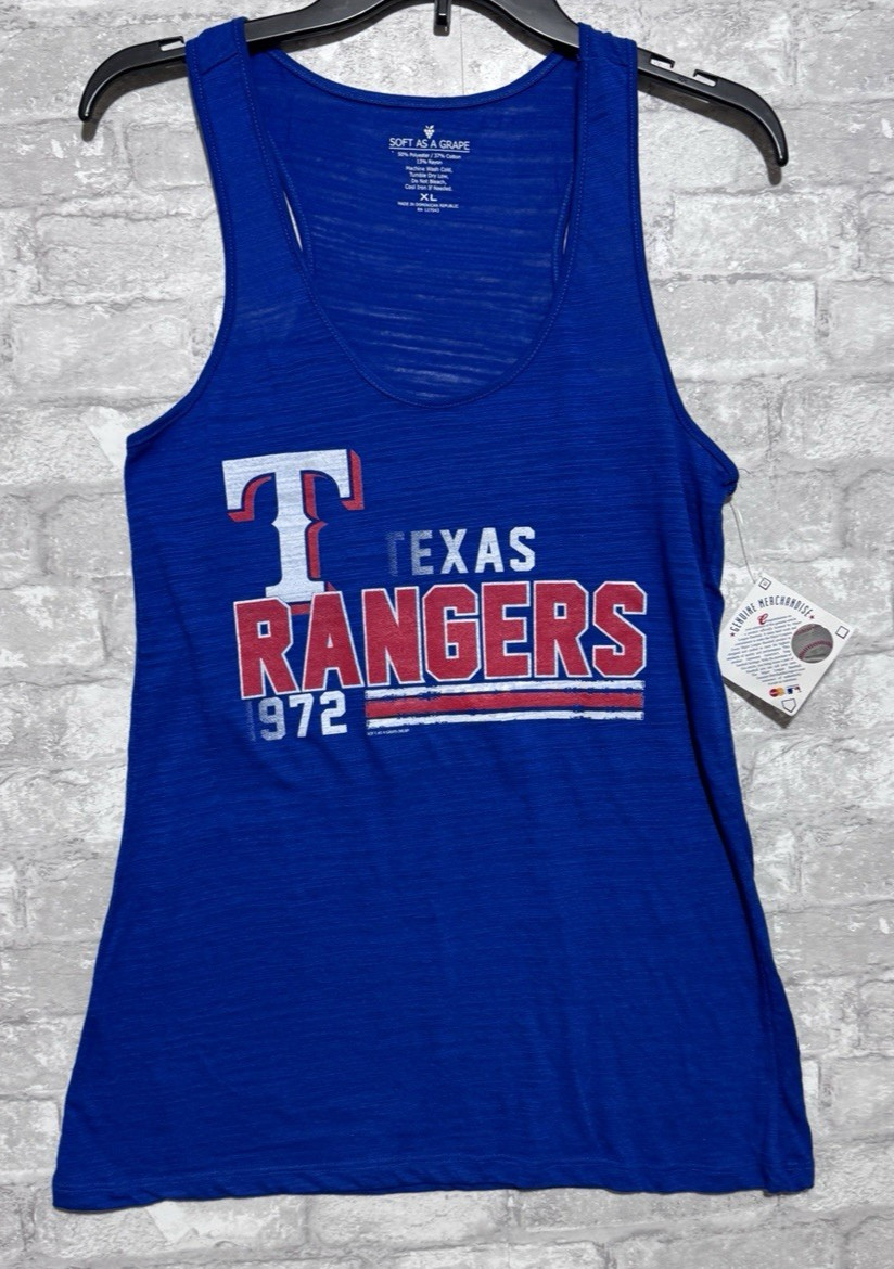 NWT Soft As A Grape Blue Texas Rangers MLB Slub Tee Tank Top Tee Size XL