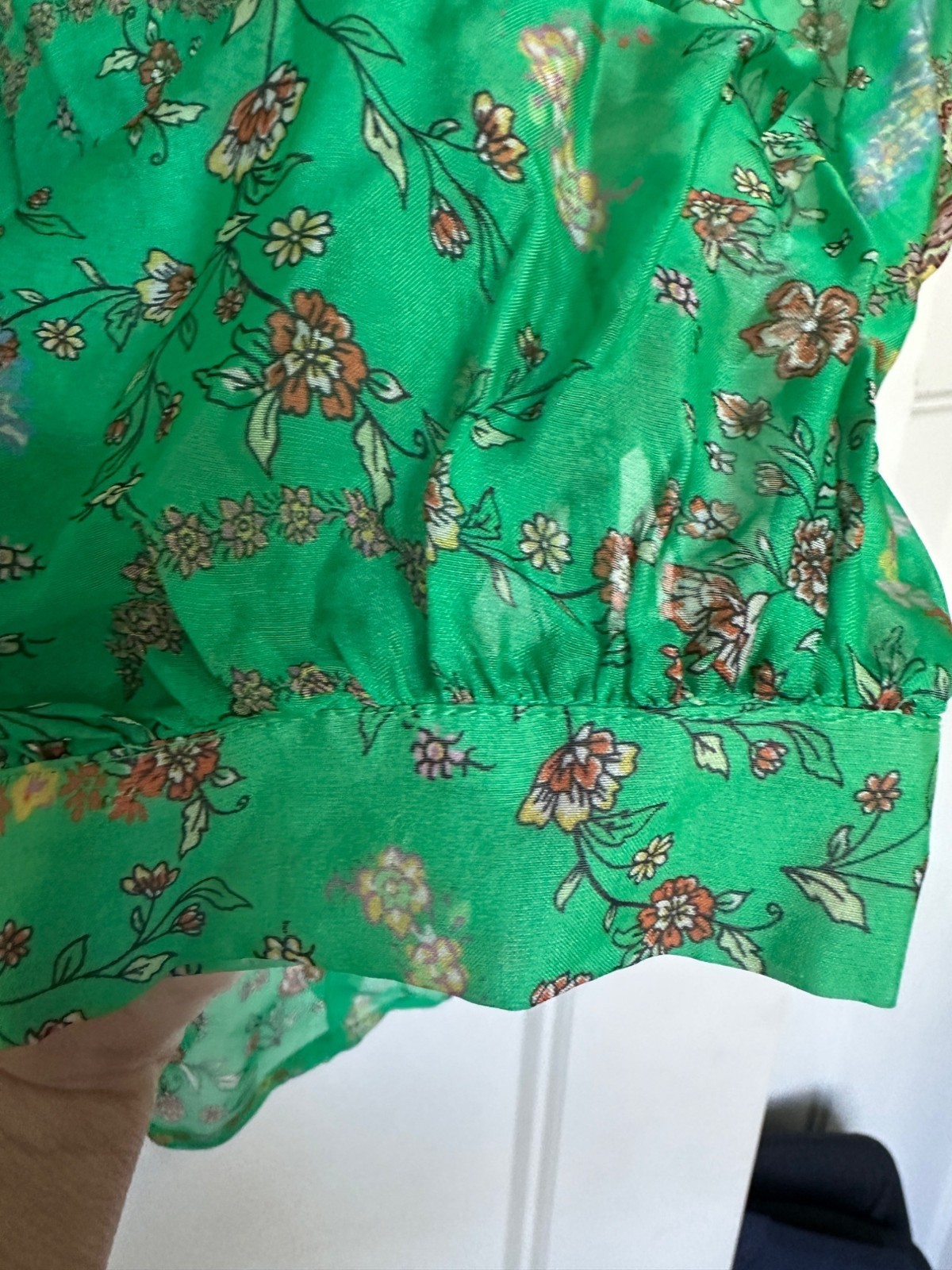 Hale Bob Blouse Womens Medium Sasha Emerald Boho Loose Lined Shirt Top Flowy