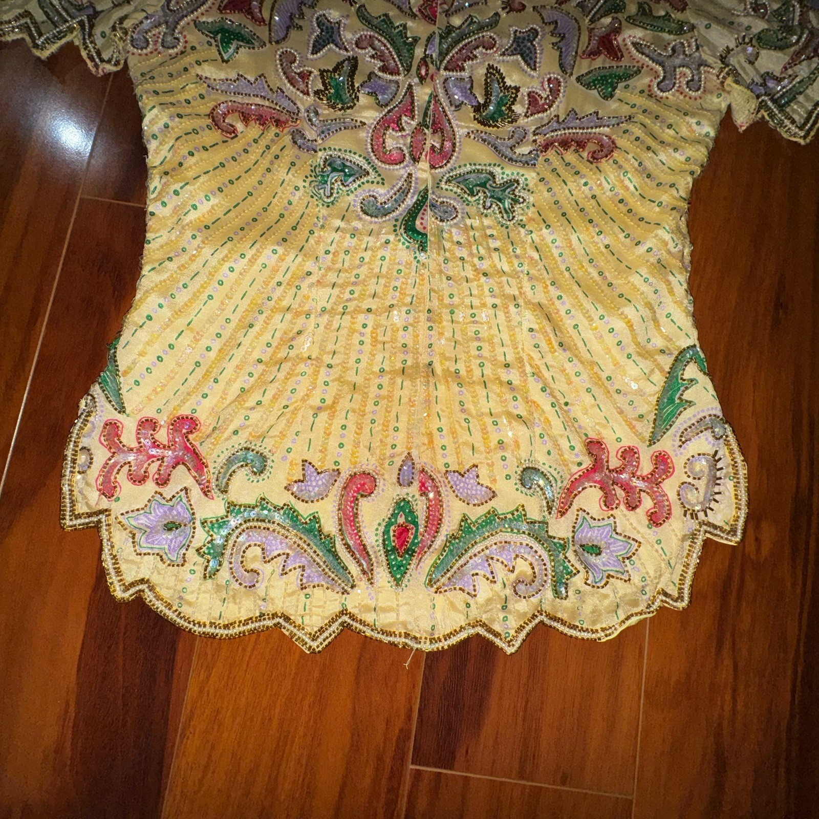 Ramana Pure Silk Beaded Embroidered Boho Top Vintage Festival Size 10 Hippie