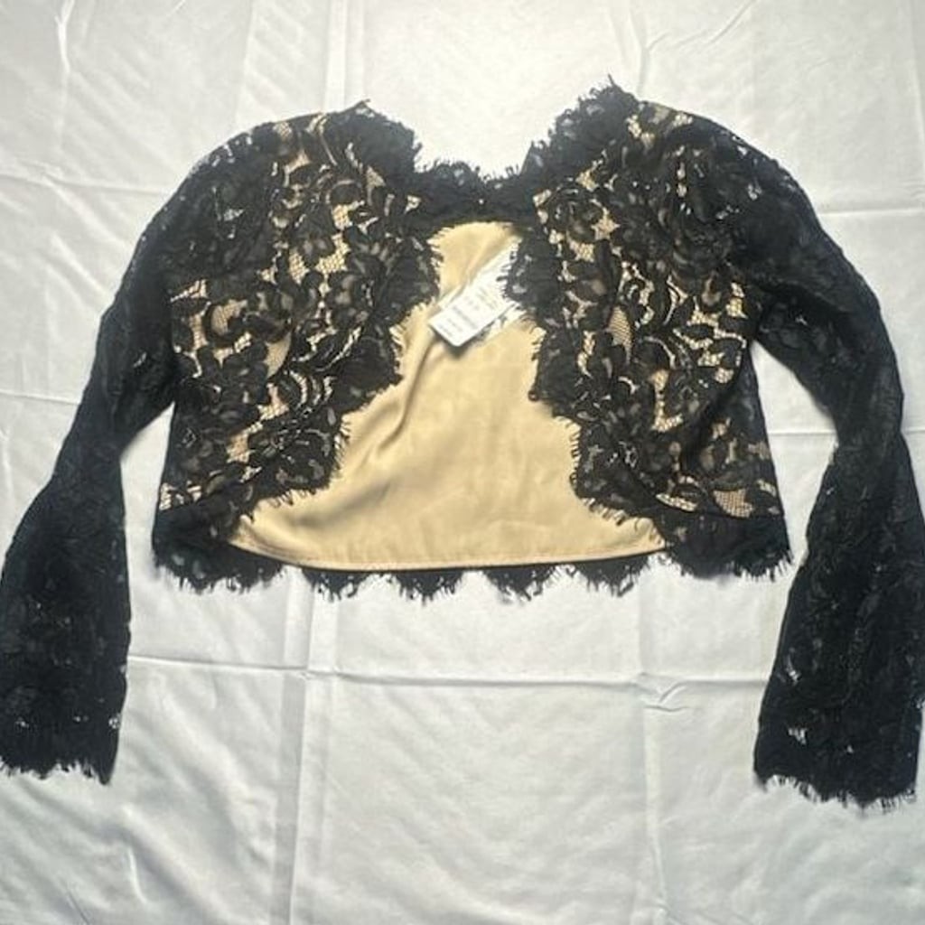 NWT bebe Black Lace Cut Out Back Top XS Y2K Aesthetic