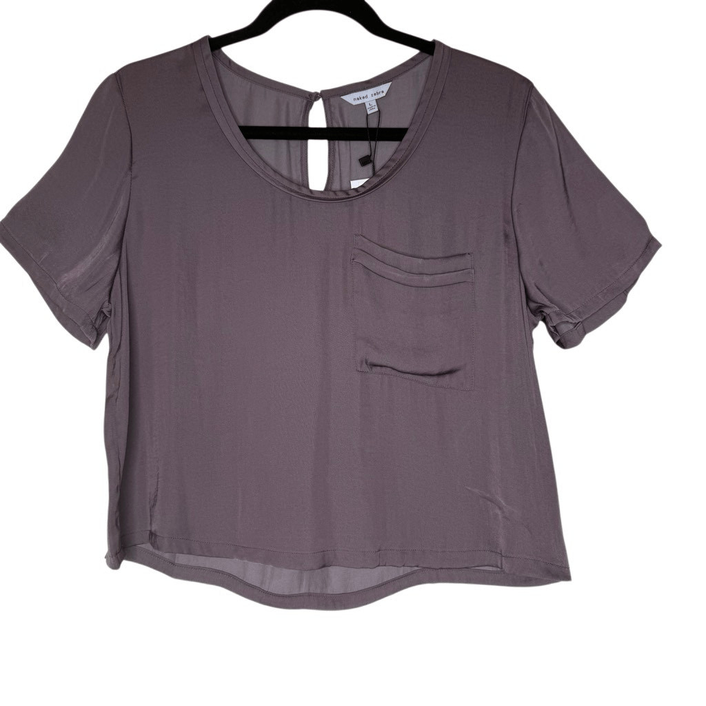 NEW Naked Zebra Tops Bundle of Green & Mauve Satin Cropped Tops Sz L Minimalist