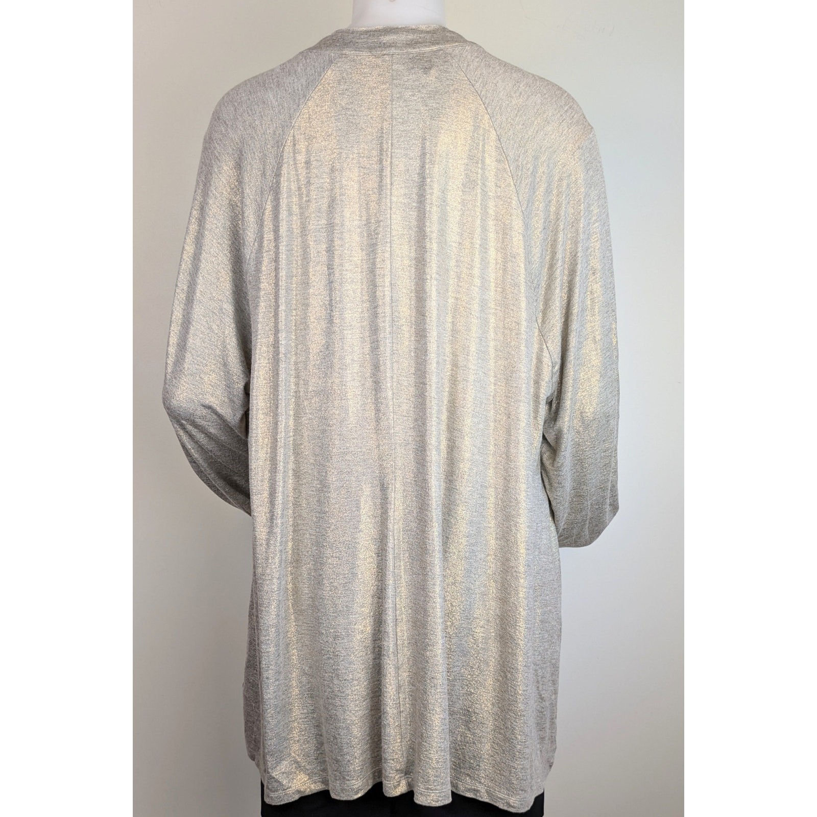 Melissa McCarthy Seven7 Tunic Top 1x Champagne Taupe Shimmer Long Sleeve Flowy