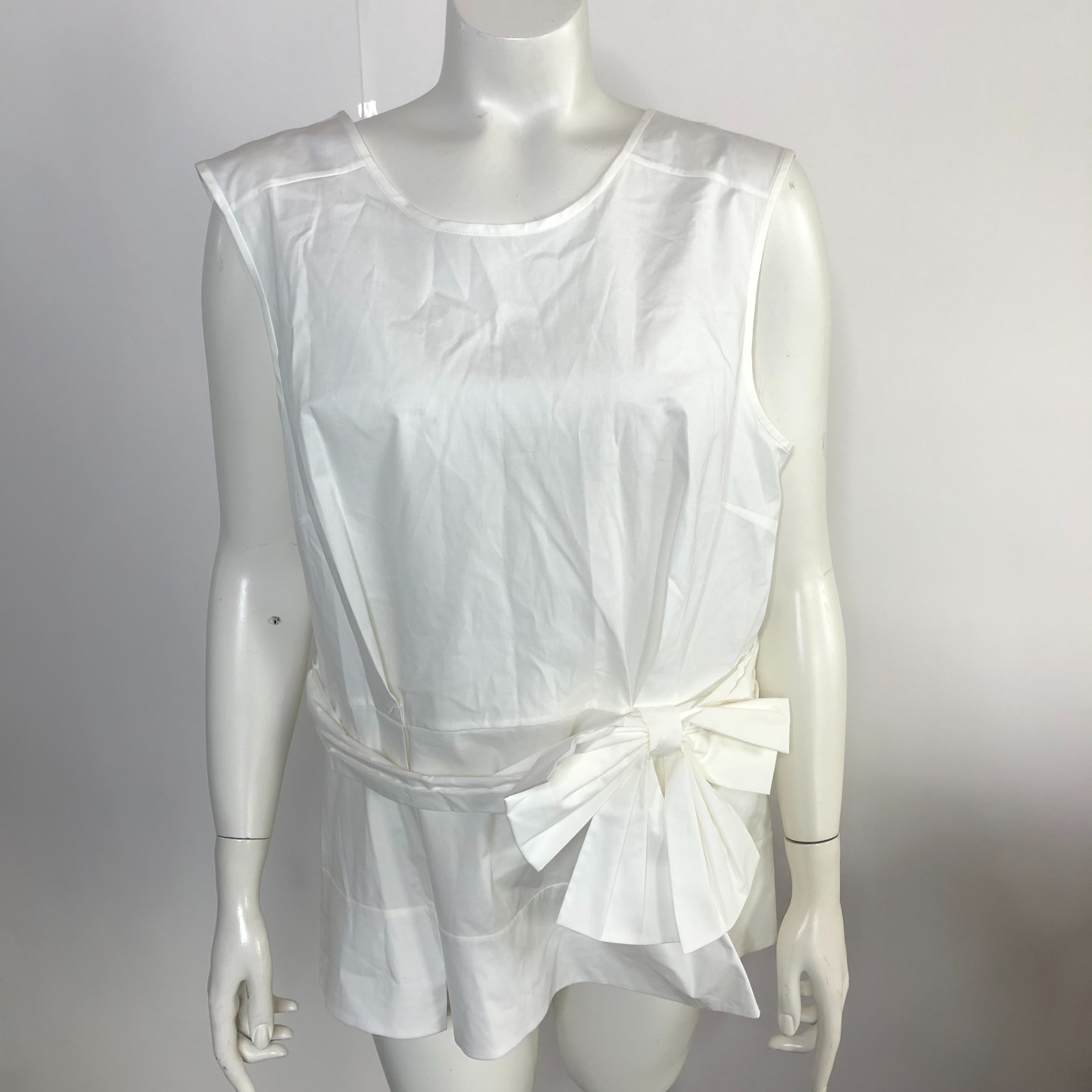Kate Spade NEW 16 Peplum Bow Tie Pullover Top Blouse White PLS READ Stained