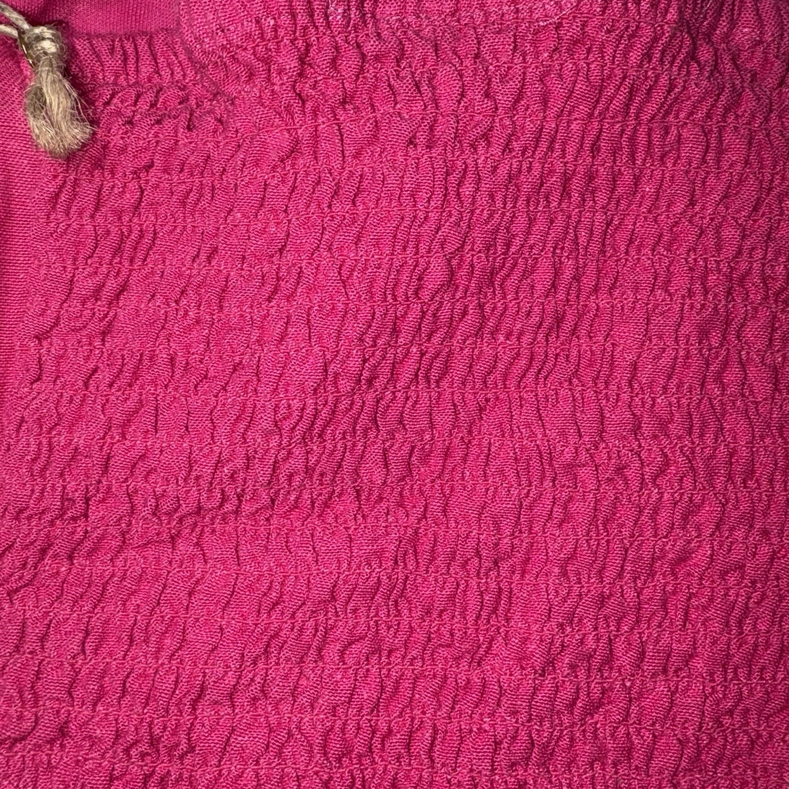 Midnight Sky Linen Smocked Crop Top Vibrant Pink Lightweight Summer Casual NWT S