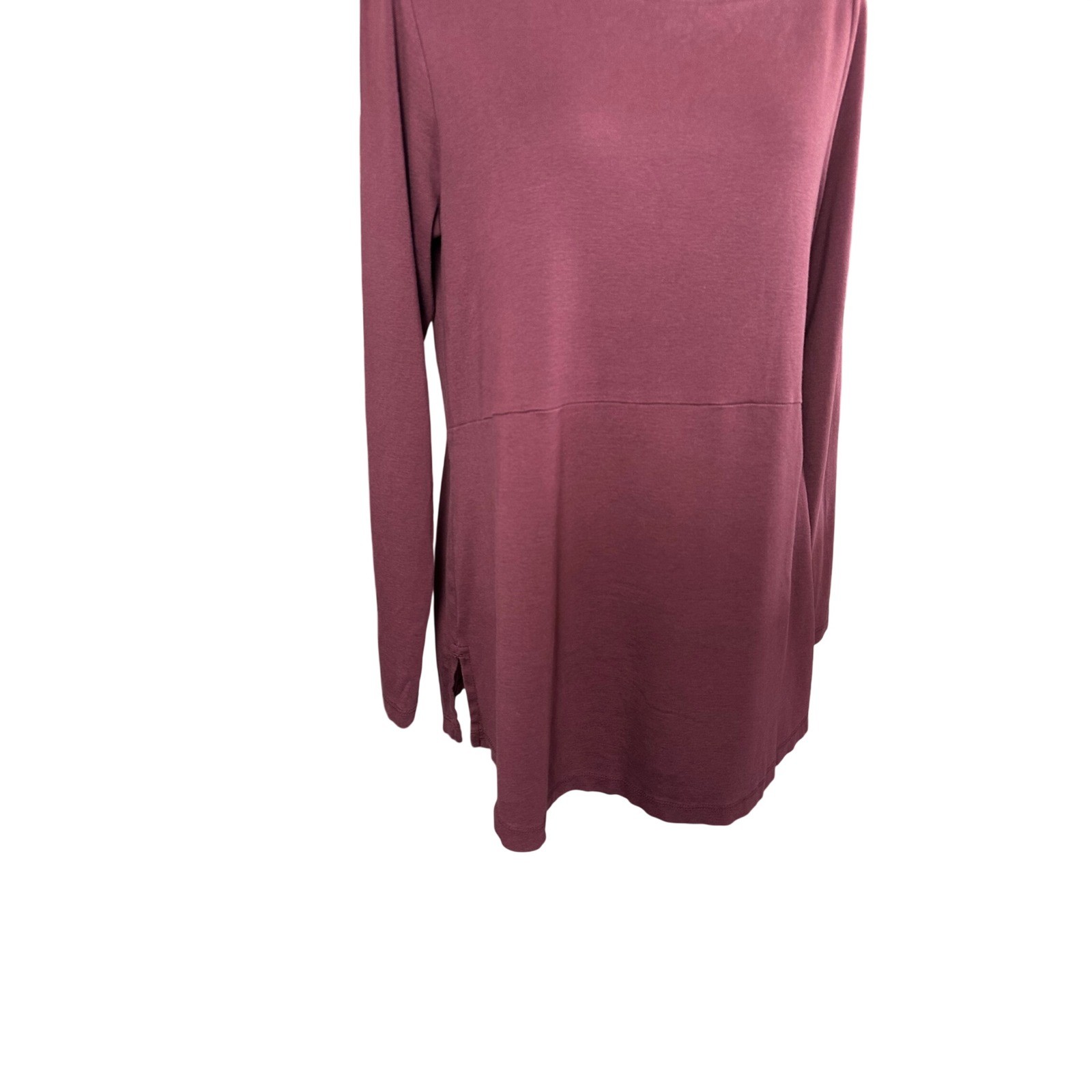 J. Jill Perfect Pima Womens M Burgundy Shirttail Tunic Long Sleeve Soft Basic