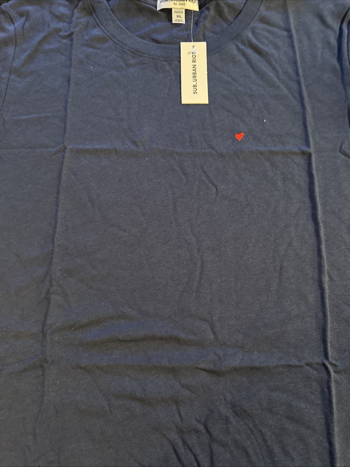 NWT NEW SUBURBAN Sub Urban Riot NAVY HEART TSHIRT XL