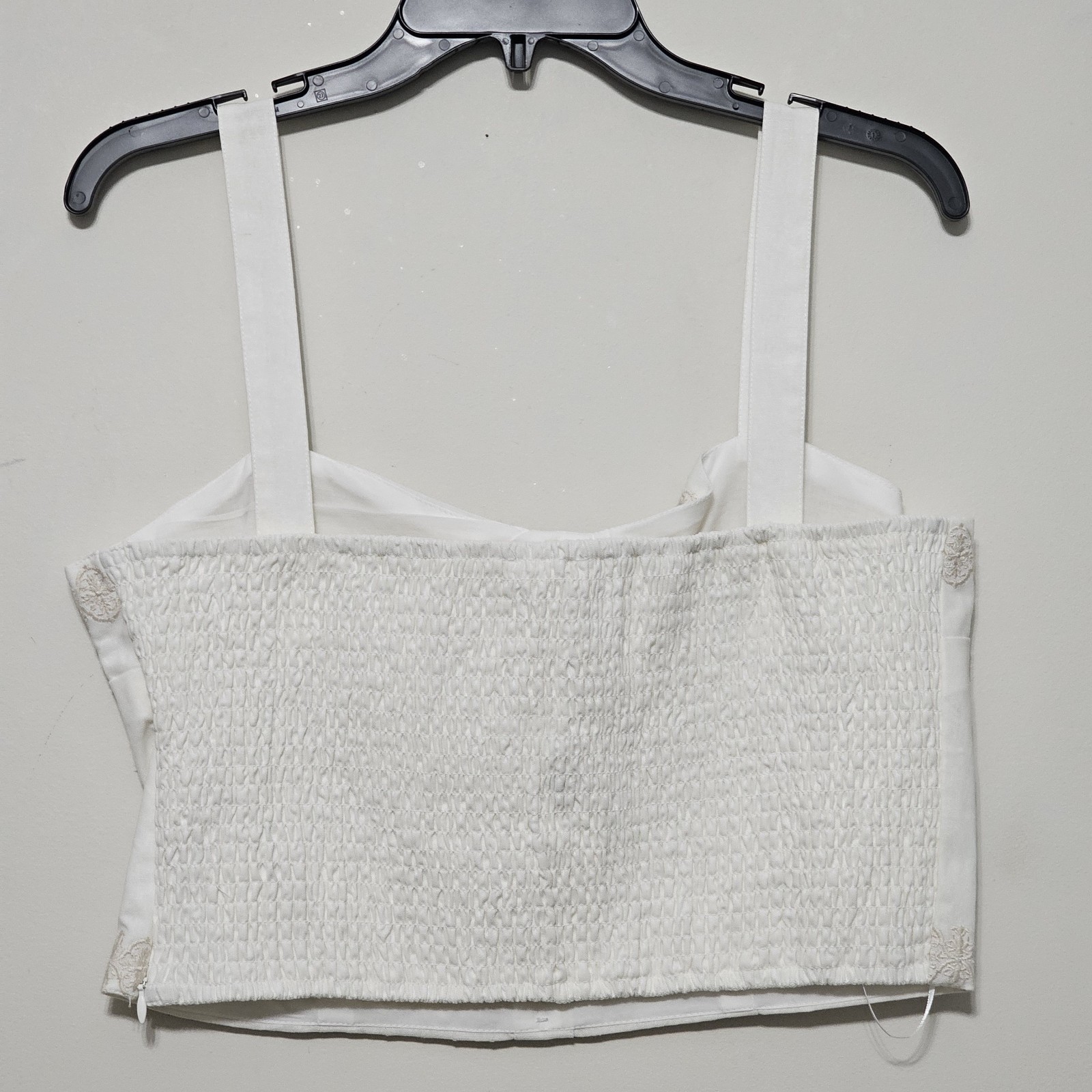 A Loves A Women Tank Top Blouse Large White Linen Cotton Cropped Sleeveless 624