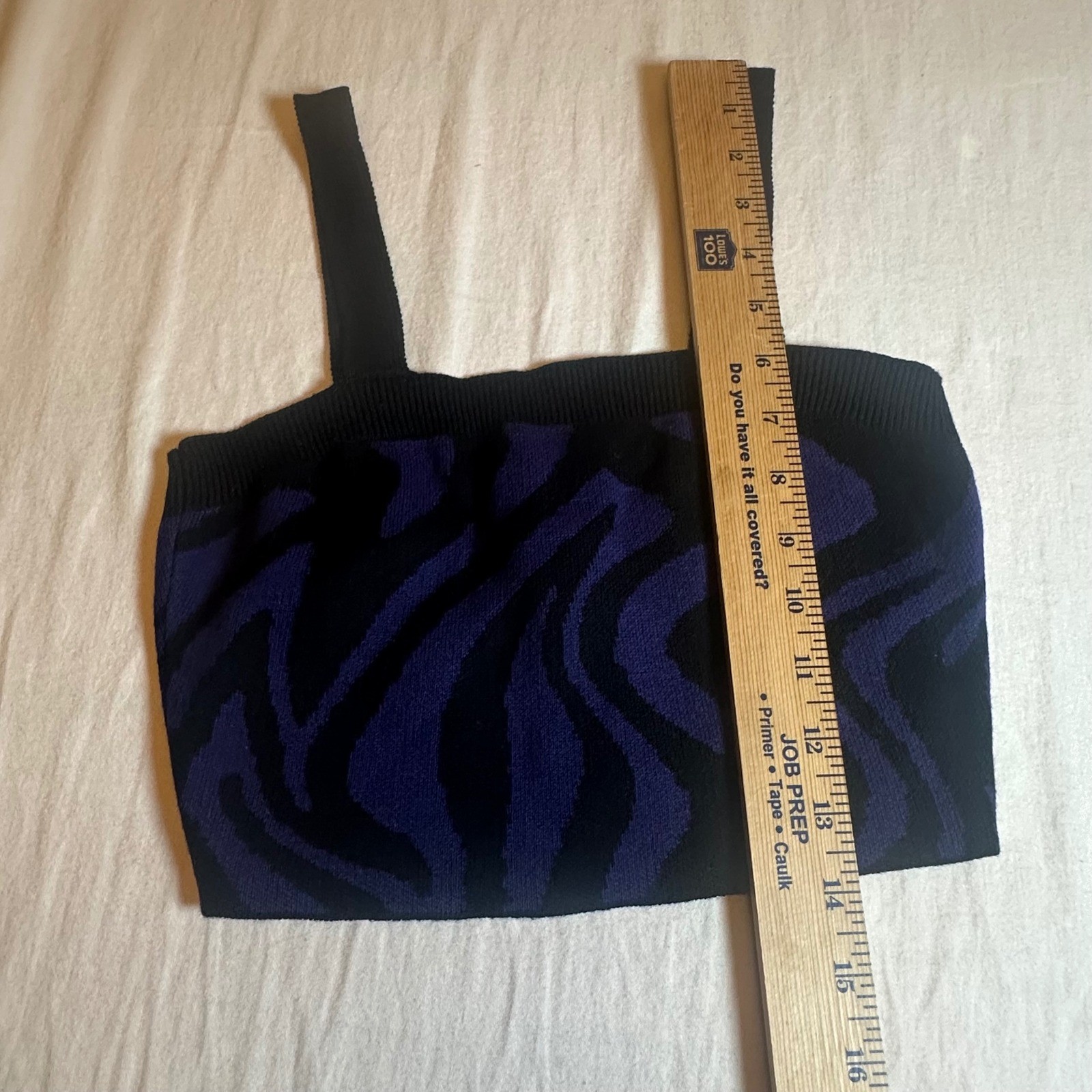 525 America Women’s Zebra Swirl Knit Crop Tank Top Indigo Multi FA21S026 XS NWT