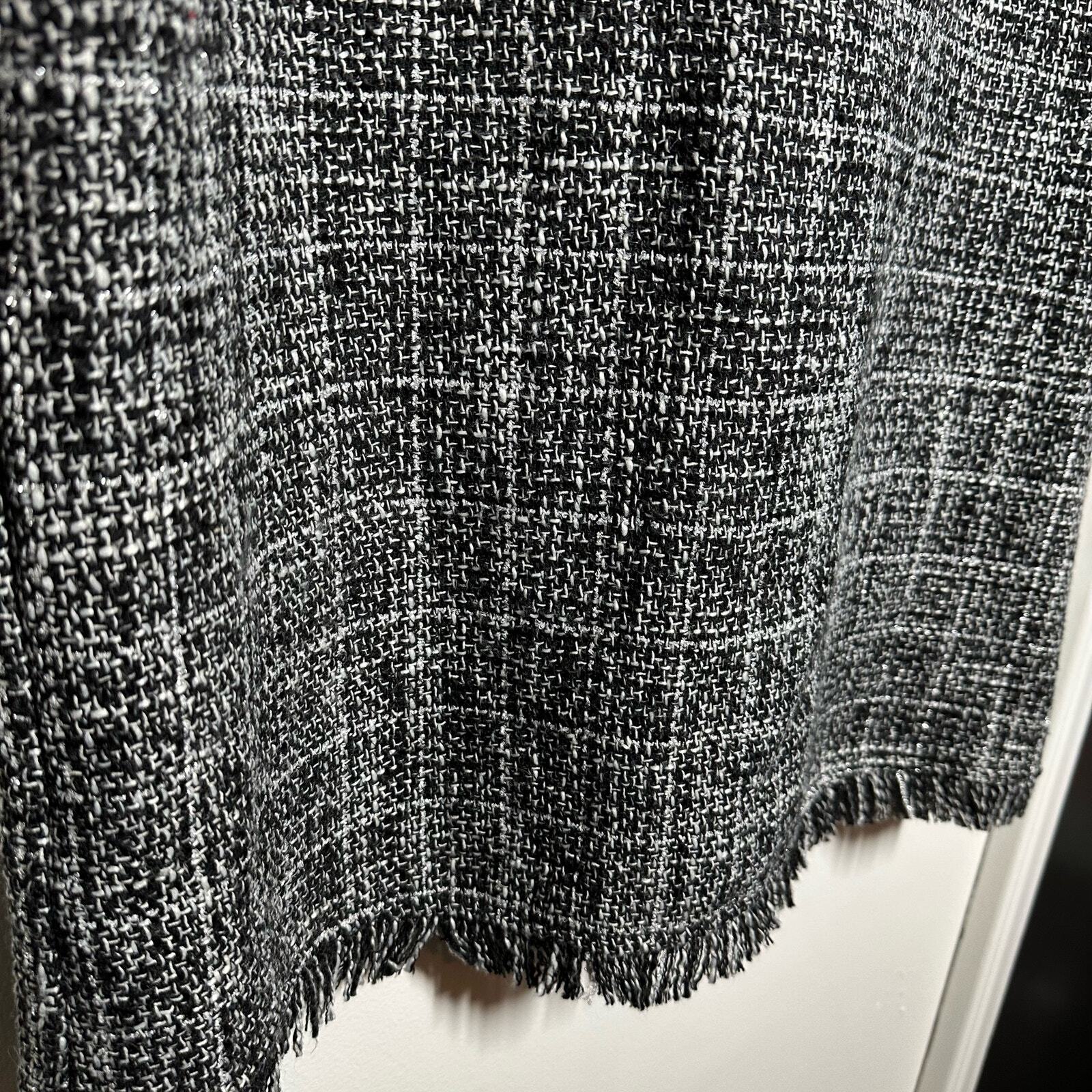 Jade Melody Tam Gray Tweed Fringe Top Size Medium