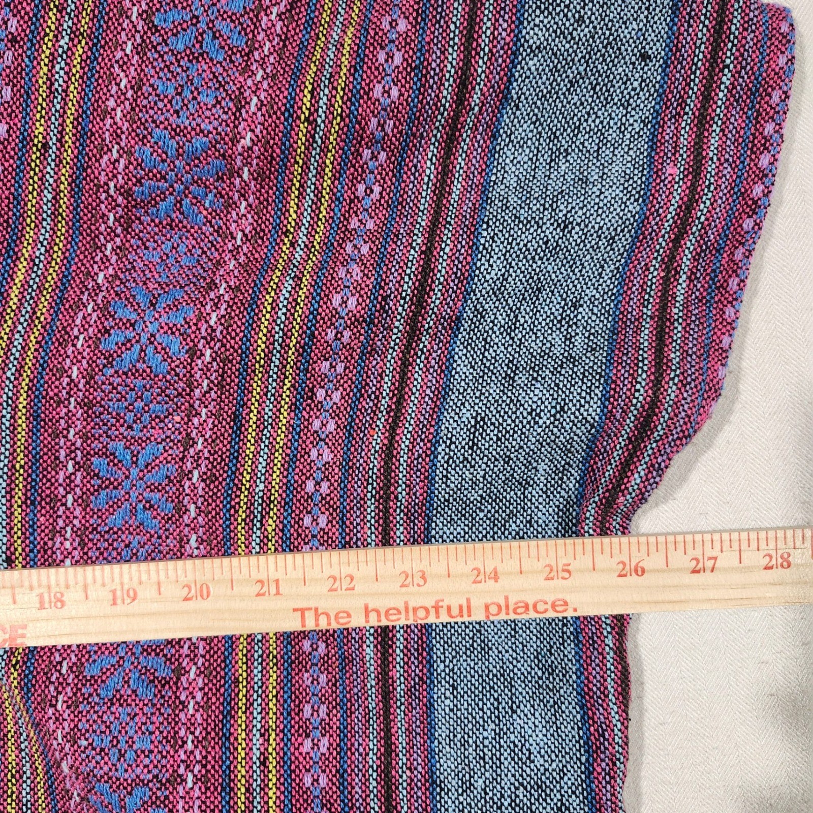 Elephant Jungle Sanctuary Traditional Thai Poncho Top Blue Pink Striped Medium