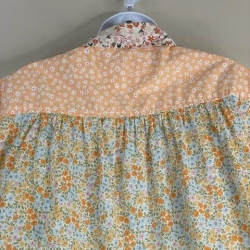 American Eagle Retro Cottage Patchwork Top Small Floral Twee Oversized Layering
