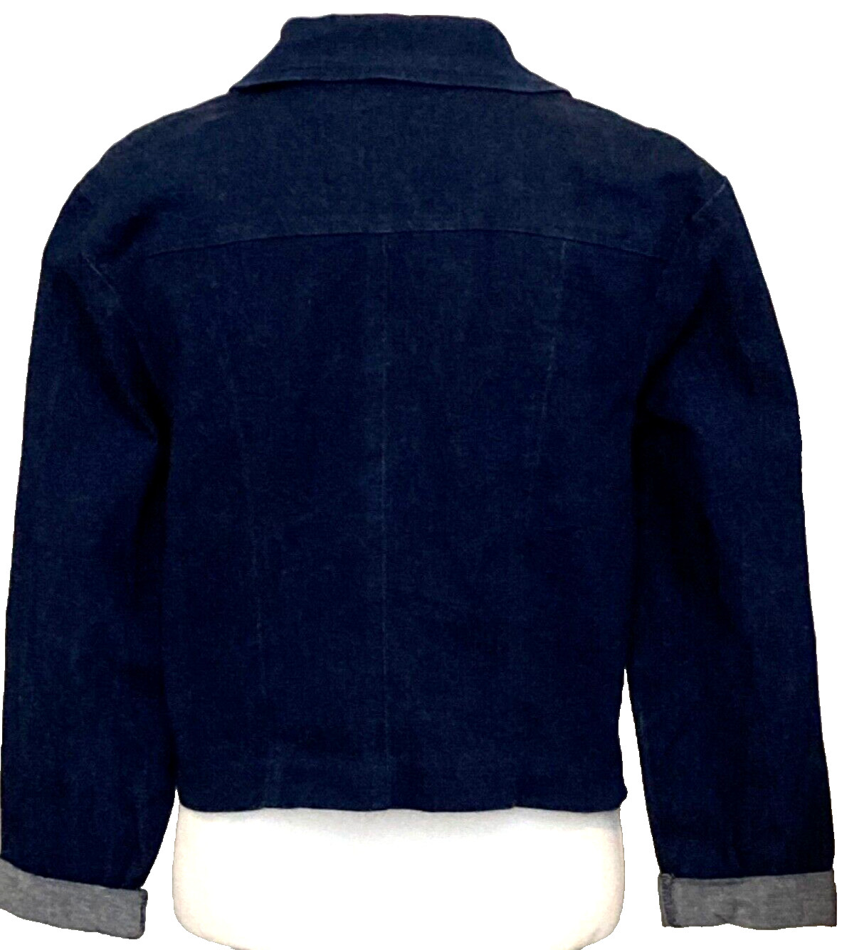 Krazy Larry Womens Denim Jacket Crystal Studded Zipper sz. L Smart Preppy Bling!