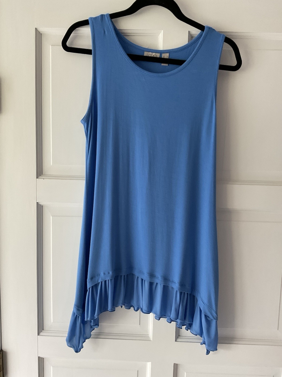 LOGO Layers By Lori Goldstein Knit Tank Ruffle Hem, Blue, Medium