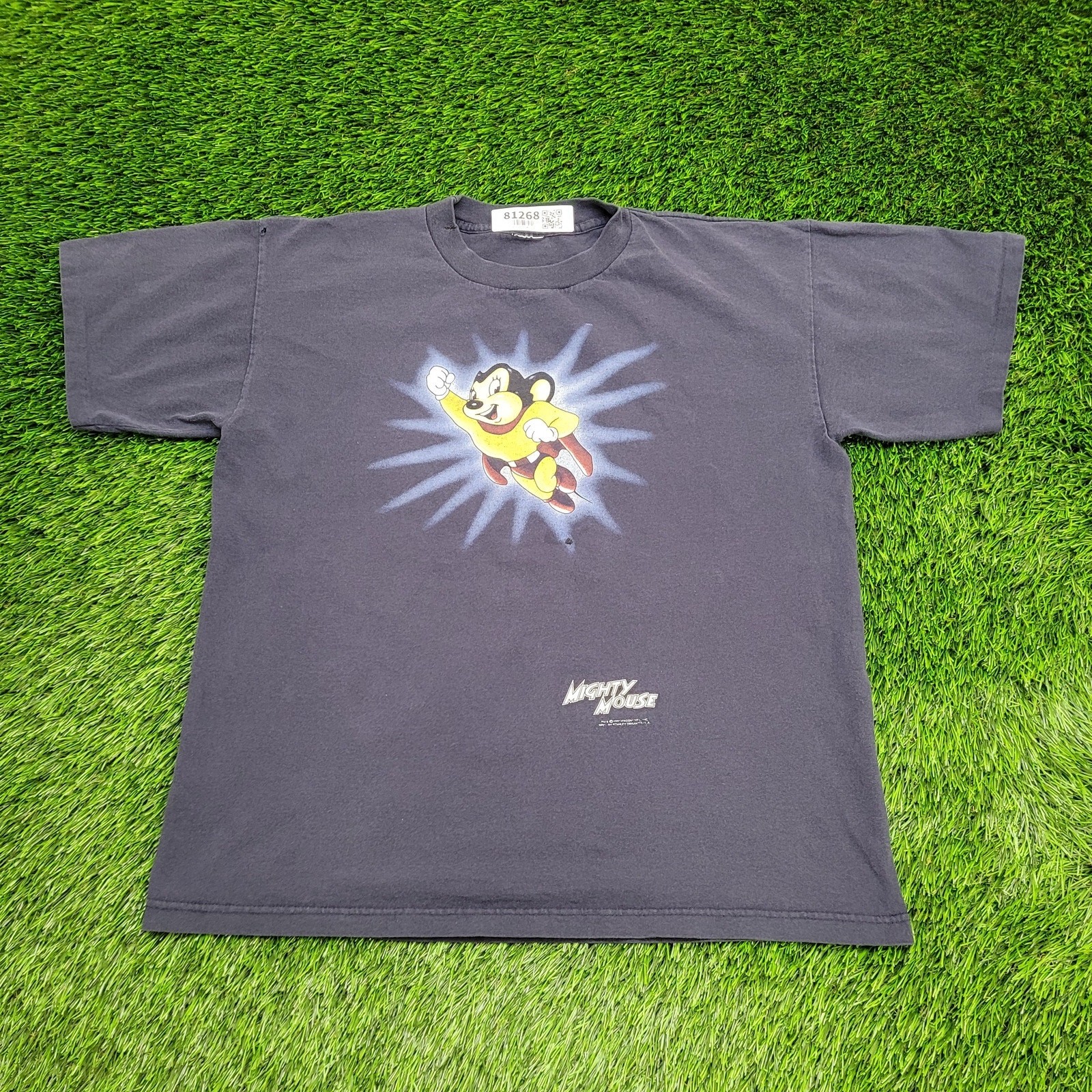 Vintage 90s Mighty-Mouse Shirt Womens XL 21×24 Faded Blue