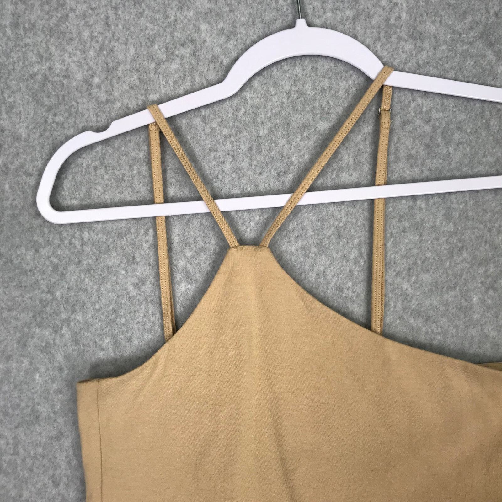 Hollister Tank Crop Top Large Tan Brami Neutral Yoga Basic Summer Vacation Cami