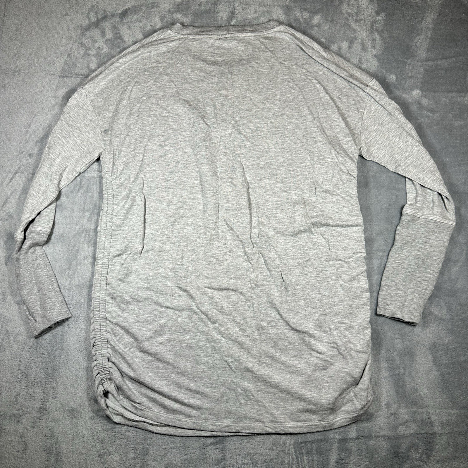 Athleta Drishti Ruched Sweatshirt Womens Large Gray Long Sleeve Stretch Pullover