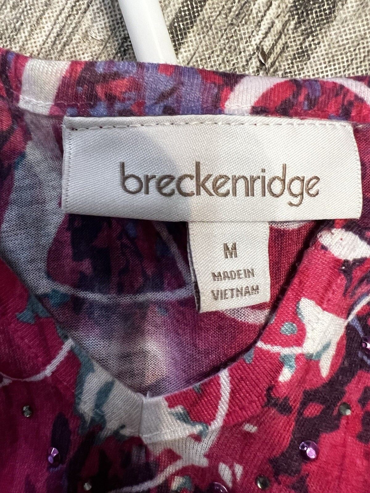 Breckenridge Size Medium Multicolored Print Shirt 3/4 Sleeve Womens