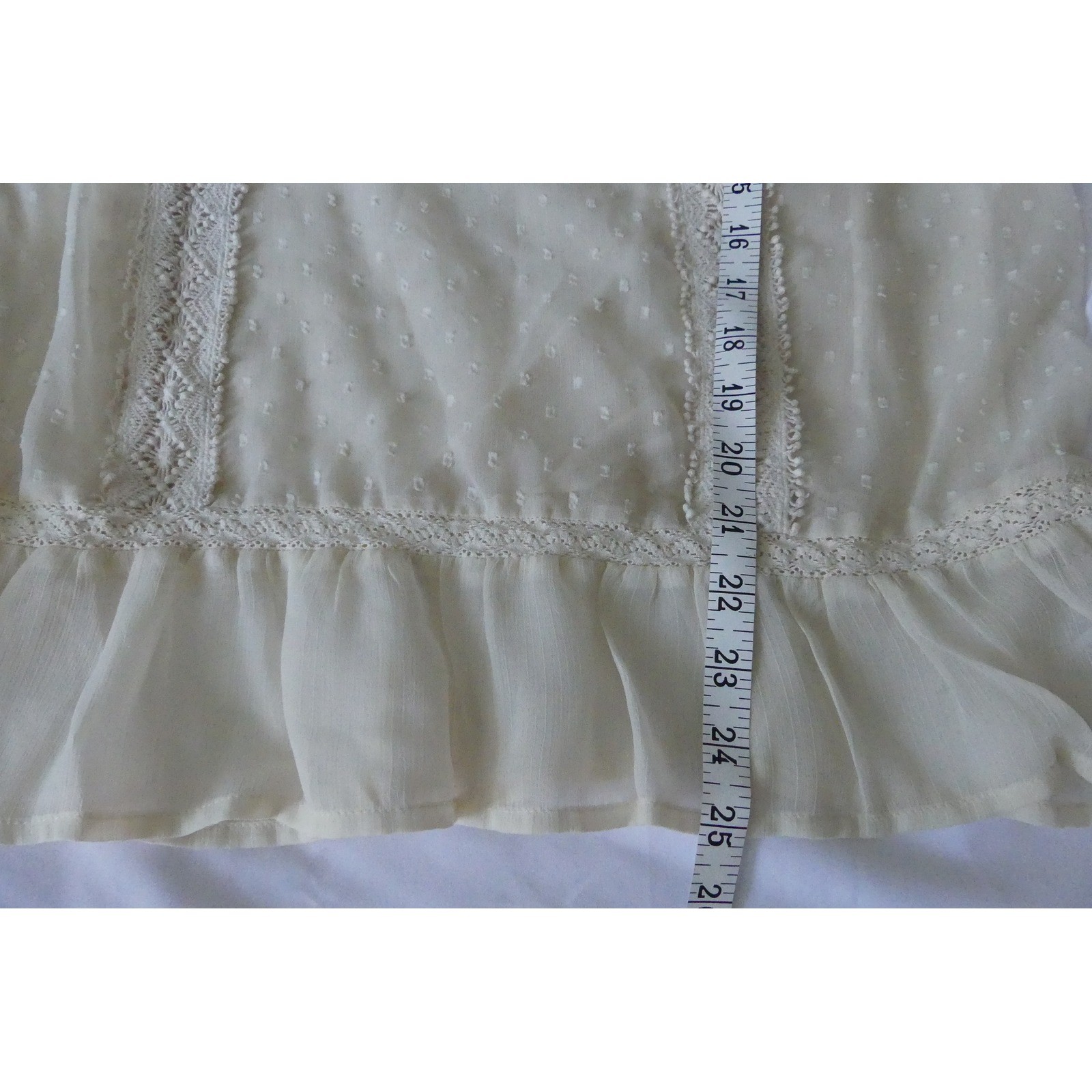 Vintage America Jules Embroidered Swiss Dot Lace Ruffle Blouse L Peasant Prairie