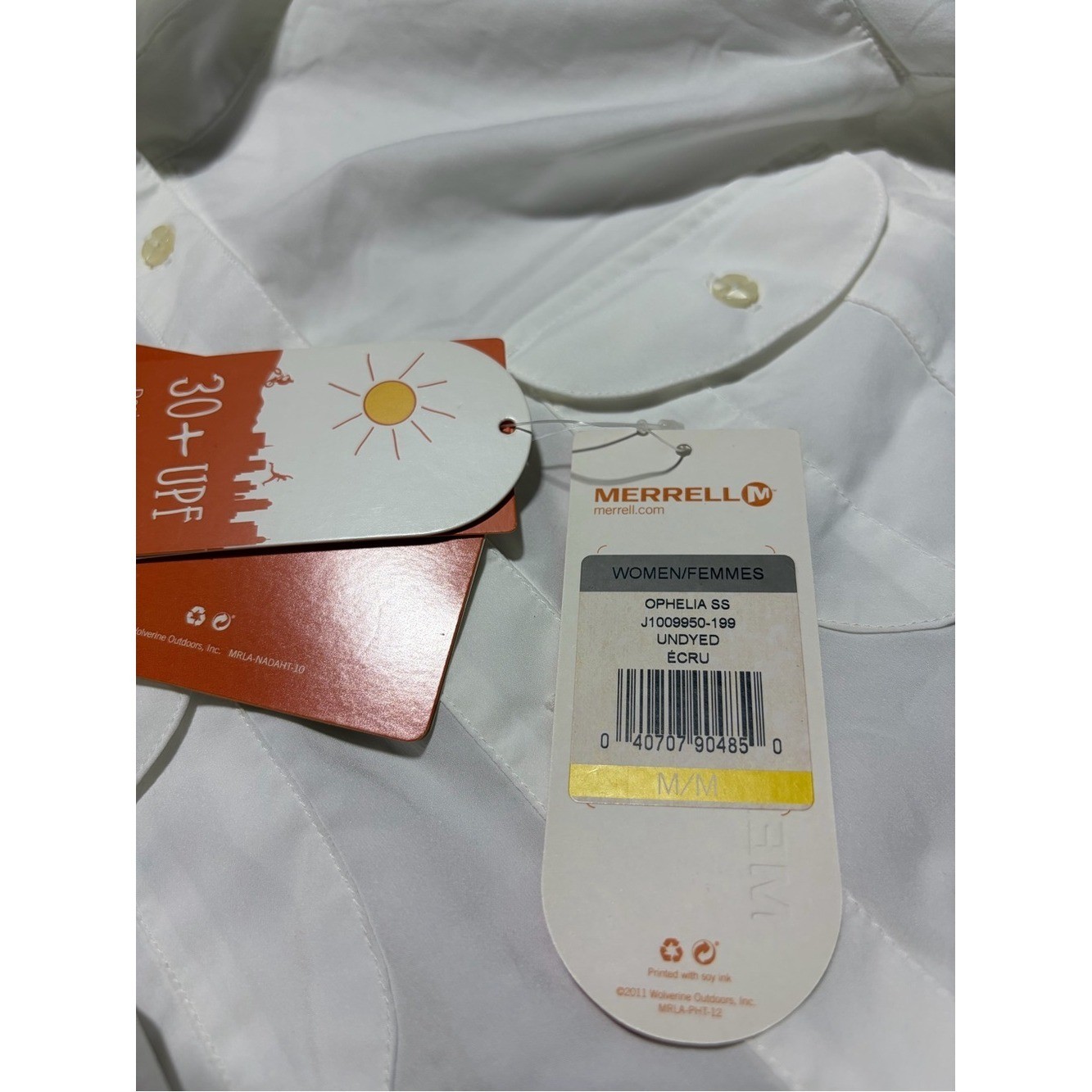 Merrell White Short-Sleeve Button-Down Shirt Ophelia medium