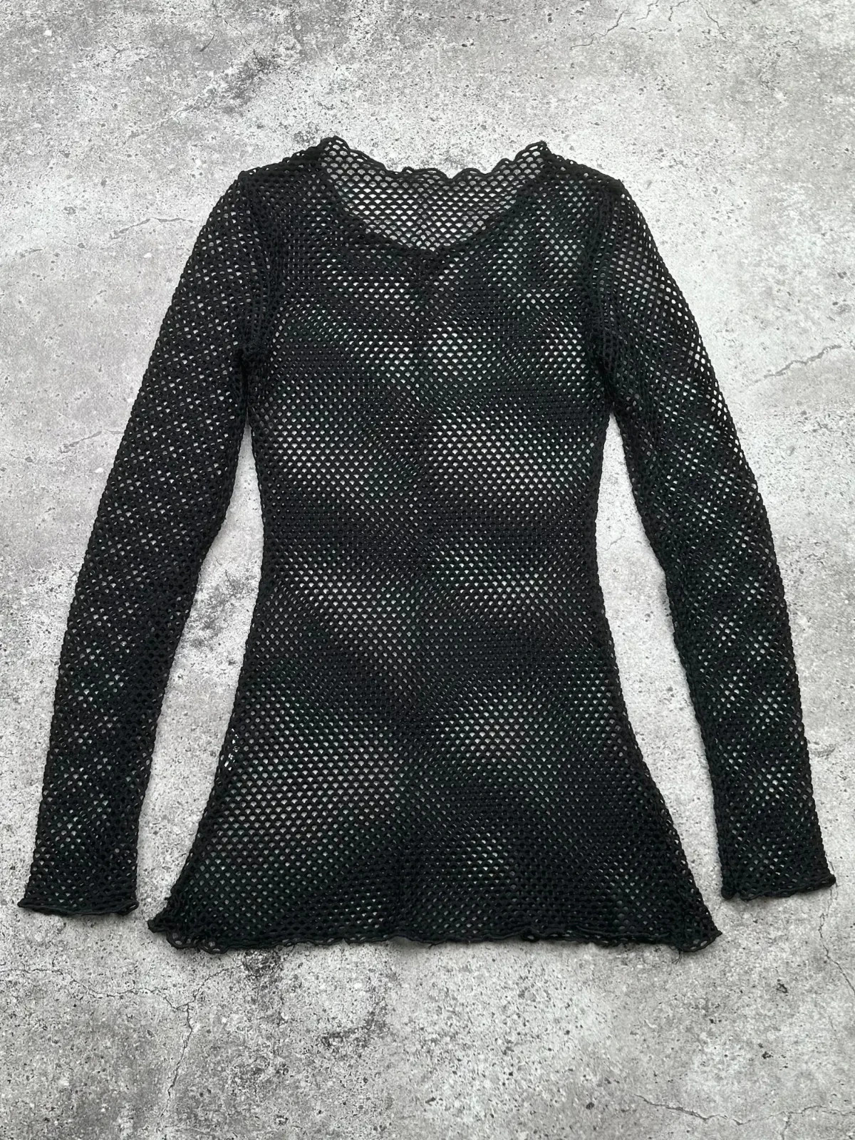 Mesh Knit Long Sleeve Top Sheer Stretch Y2K Goth Grunge Women’s Size XS