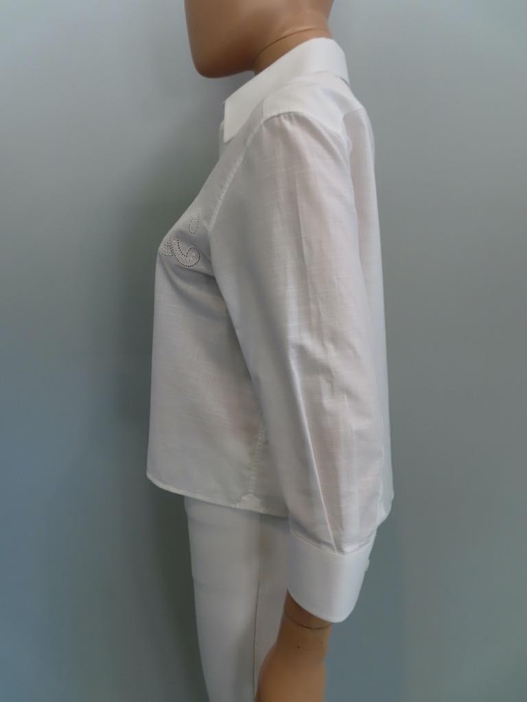 CELINE White Cotton/Triomphe Embroidery Shirt F 34/US 2